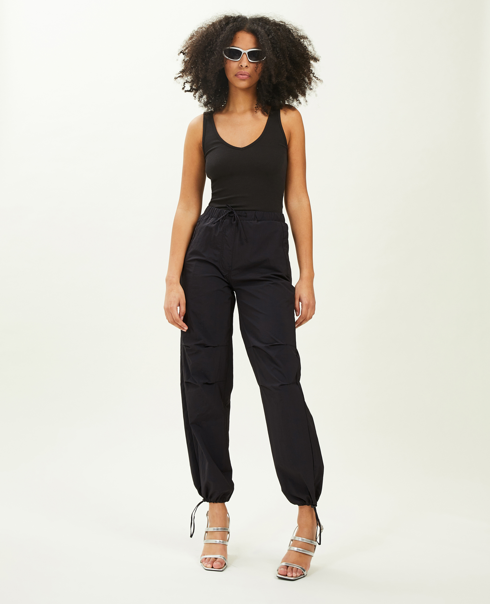 Pantalon parachute noir - Pimkie