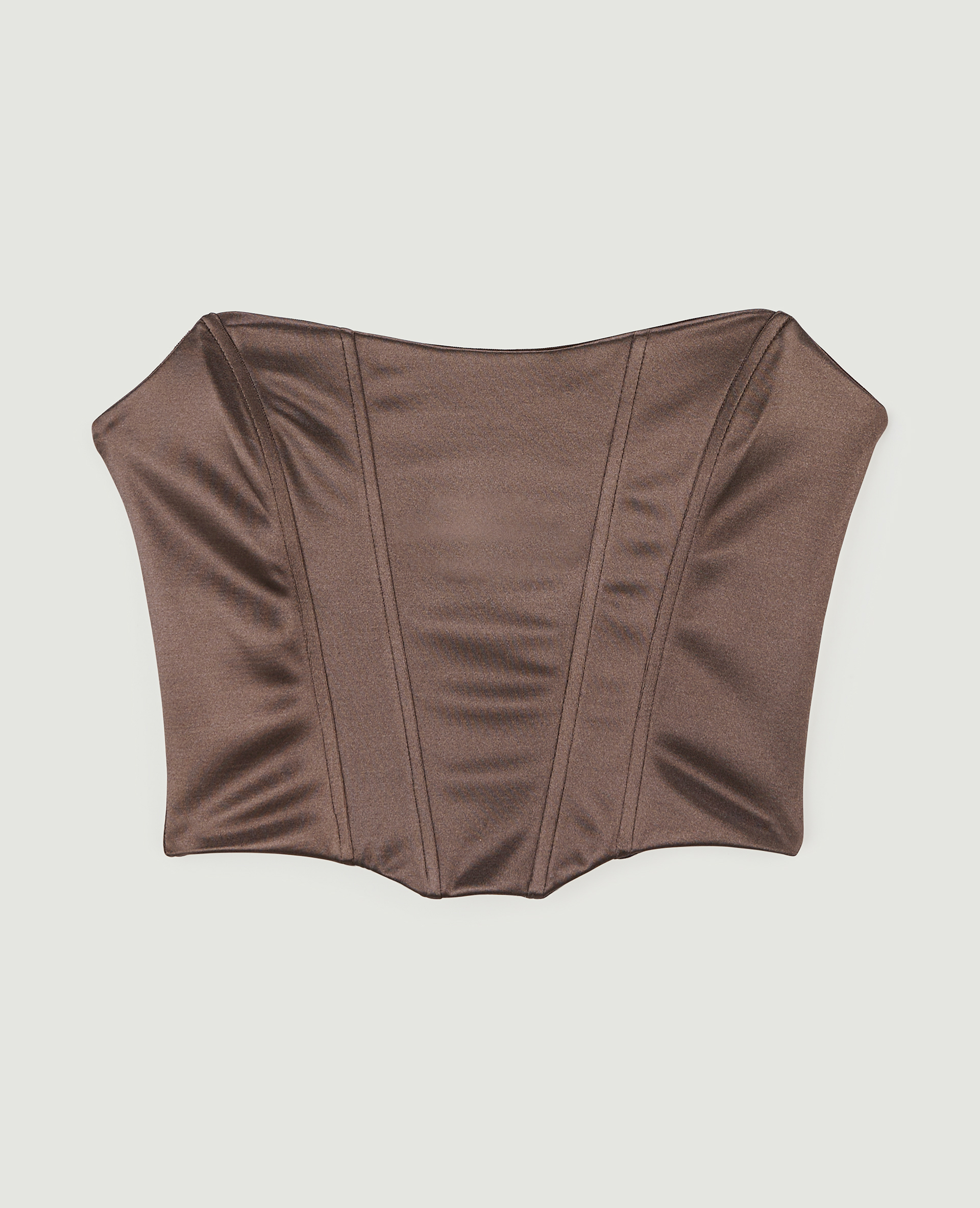 Corset bustier en tissu satiné marron - Pimkie