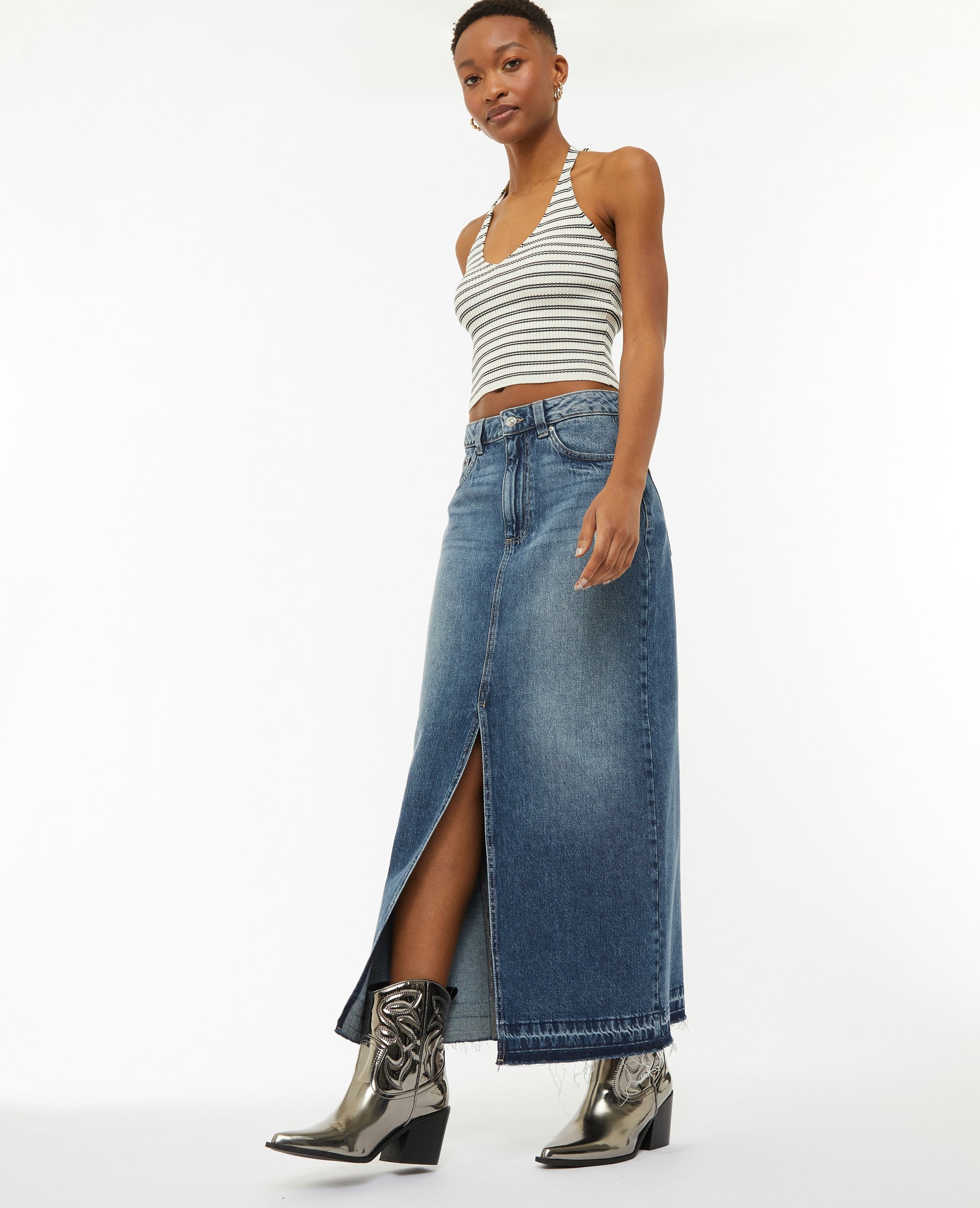Jupe longue en jean Pimkie