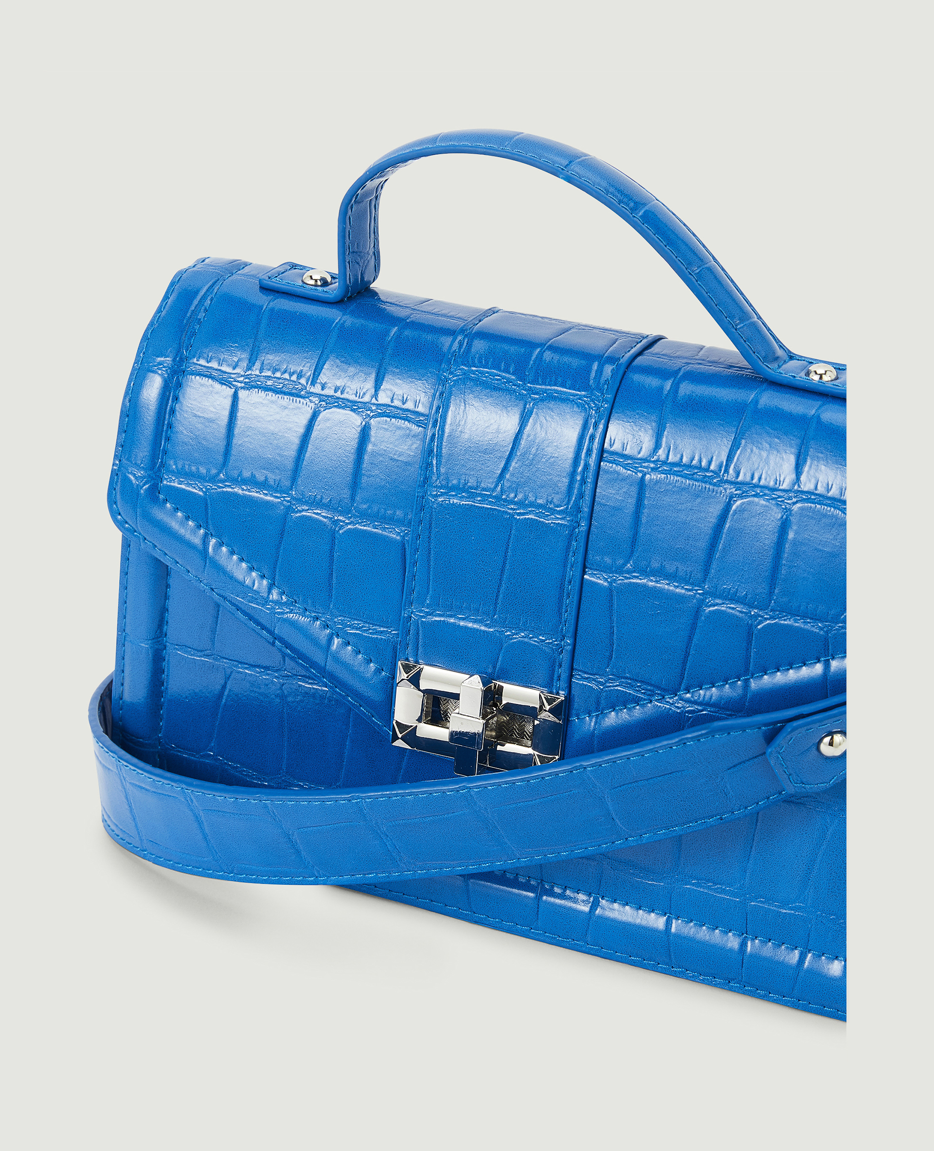 Sac boxy effet croco bleu marine - Pimkie
