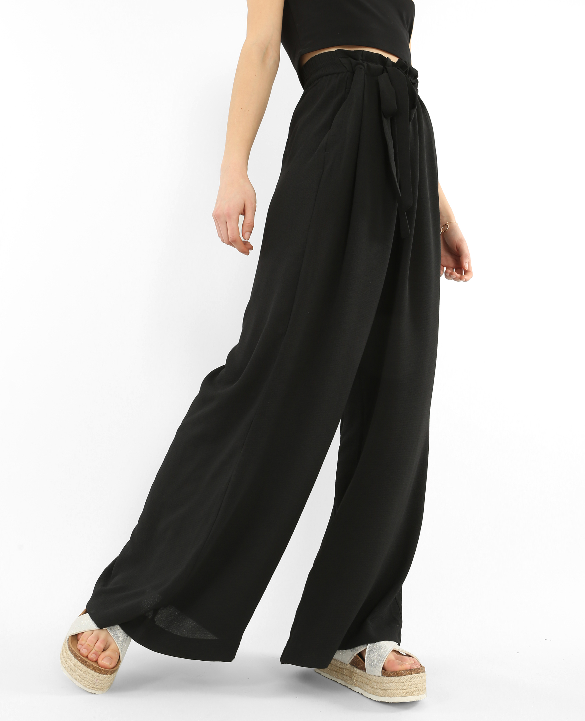 Pantalon crepe noir femme outlet