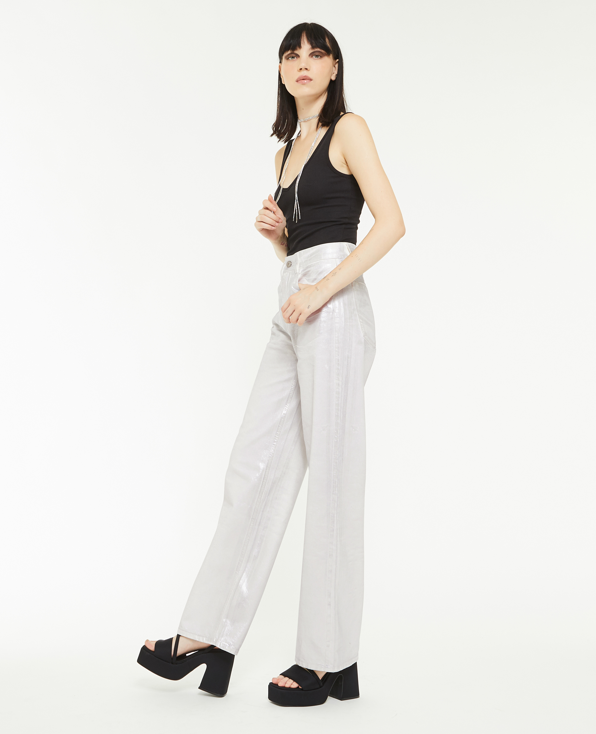 Jean Wide effet enduit metallise Pimkie