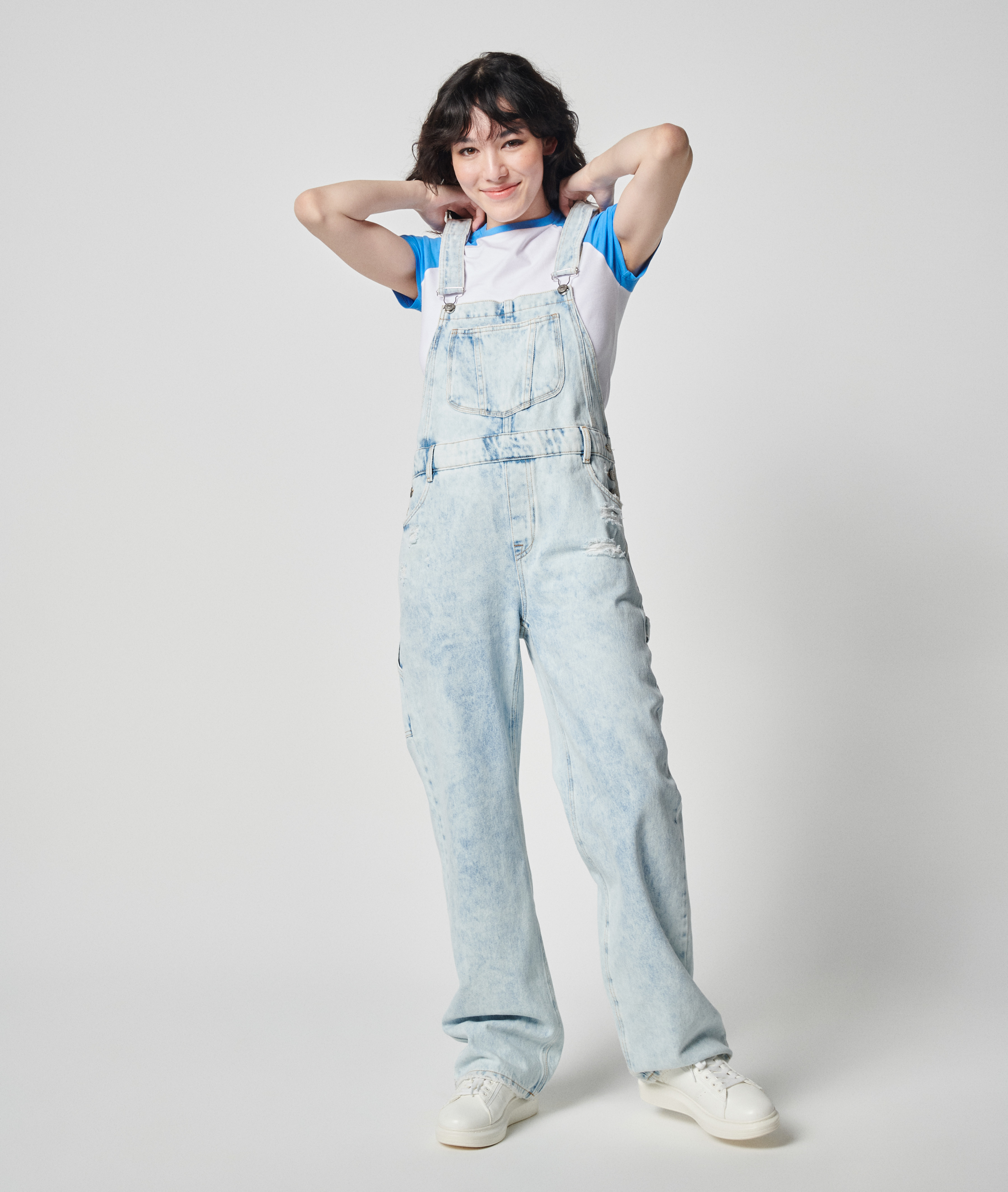 Salopette large et trashée bleu clair - Pimkie
