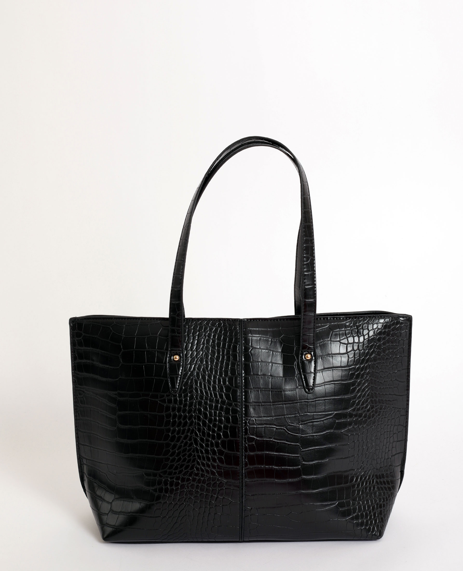 Sac cabas noir effet sale croco