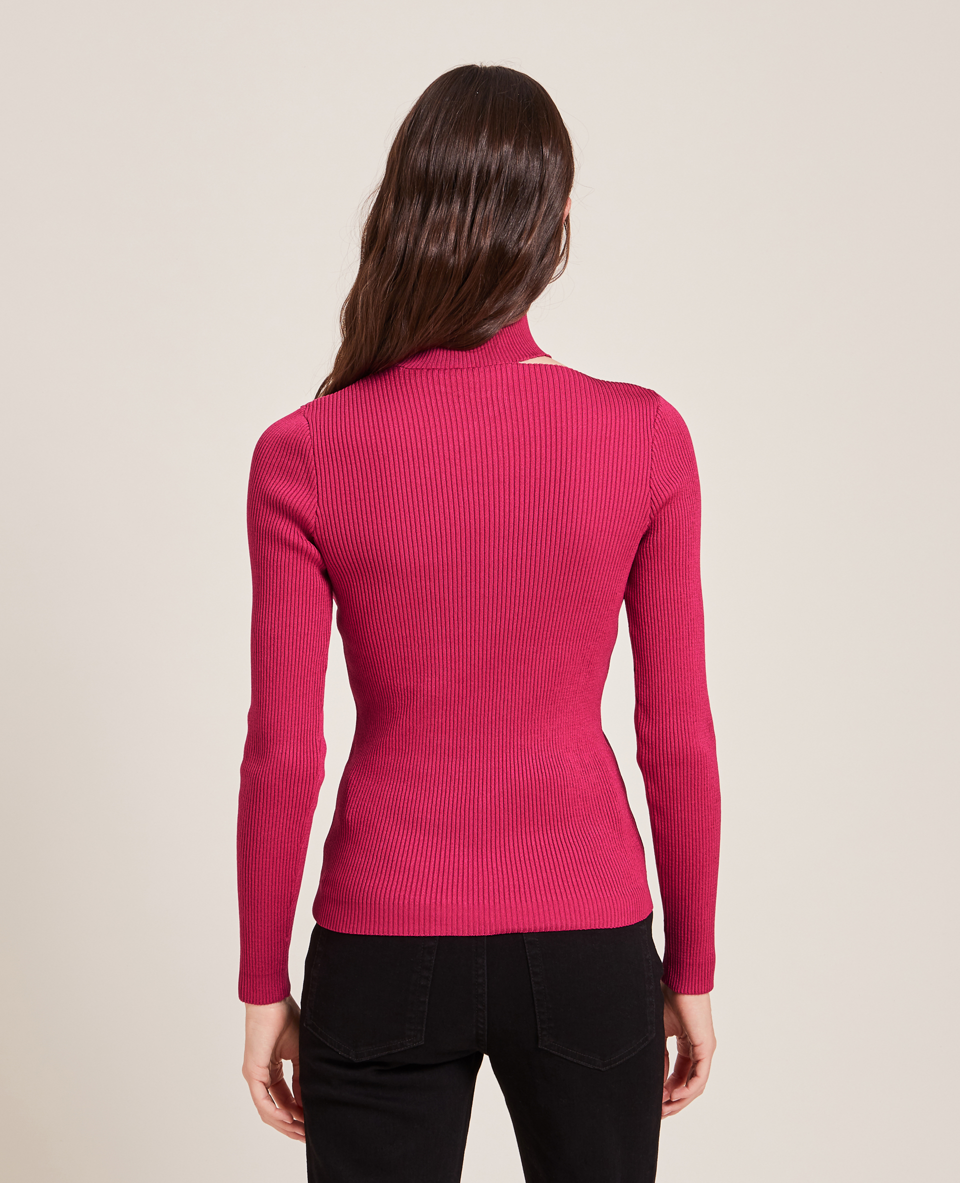 Top maille côtelée avec découpe rose fuchsia - Pimkie