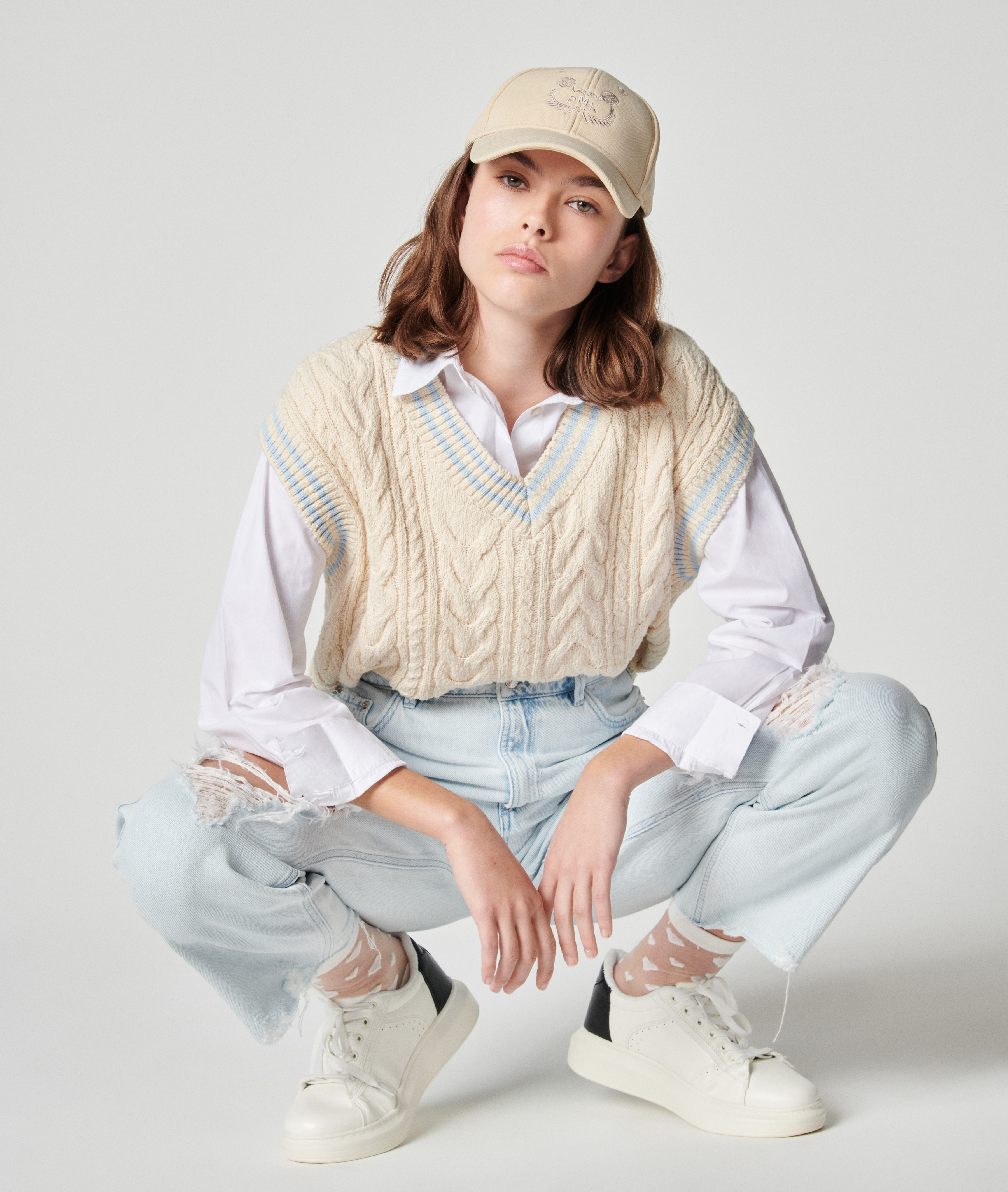 Jean straight taille haute trashé bleu clair - Pimkie