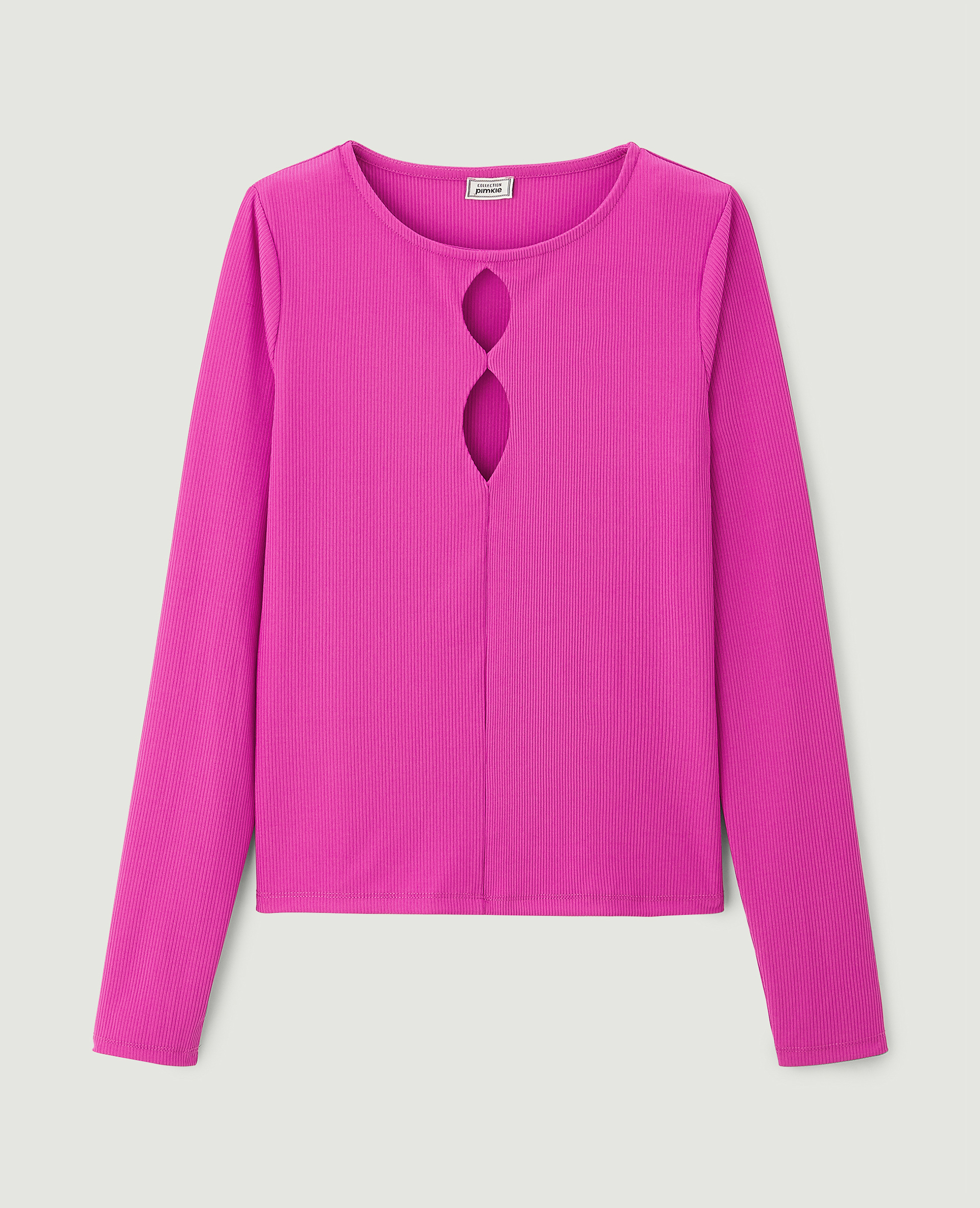 Top maille côtelée avec découpes rose fuchsia - Pimkie