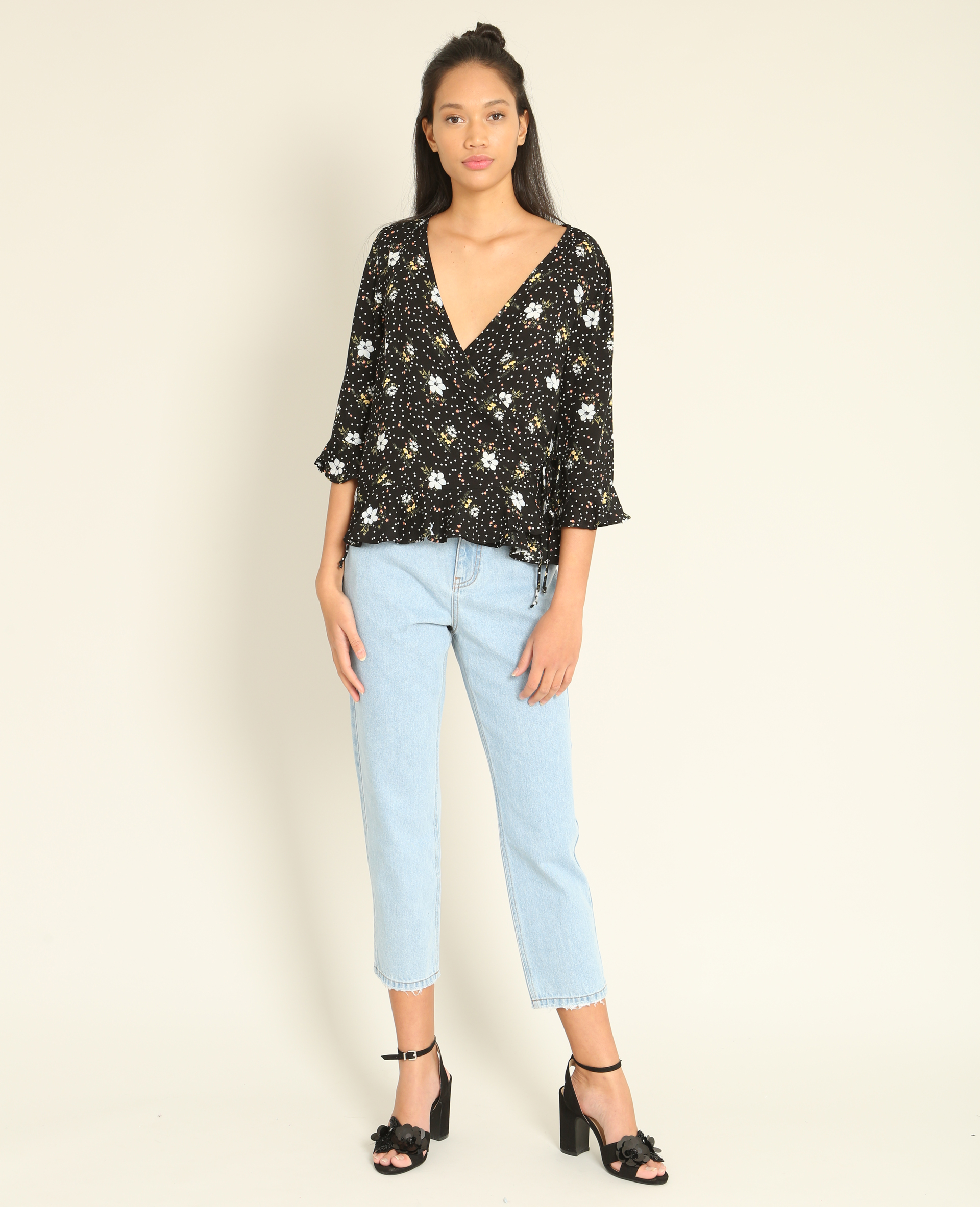 Blouse cache-cœur noir - Pimkie