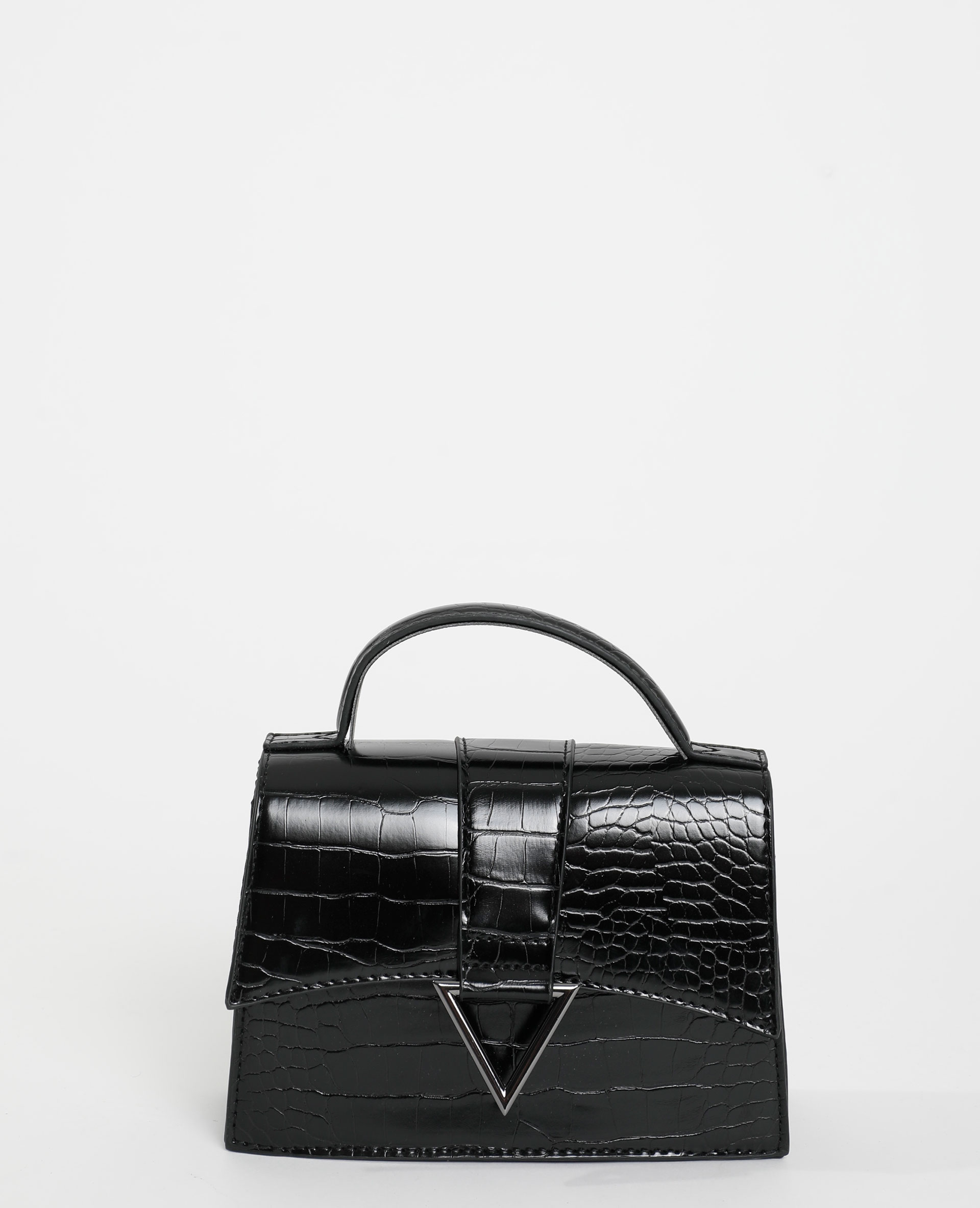 Sac boxy effet croco noir - Pimkie
