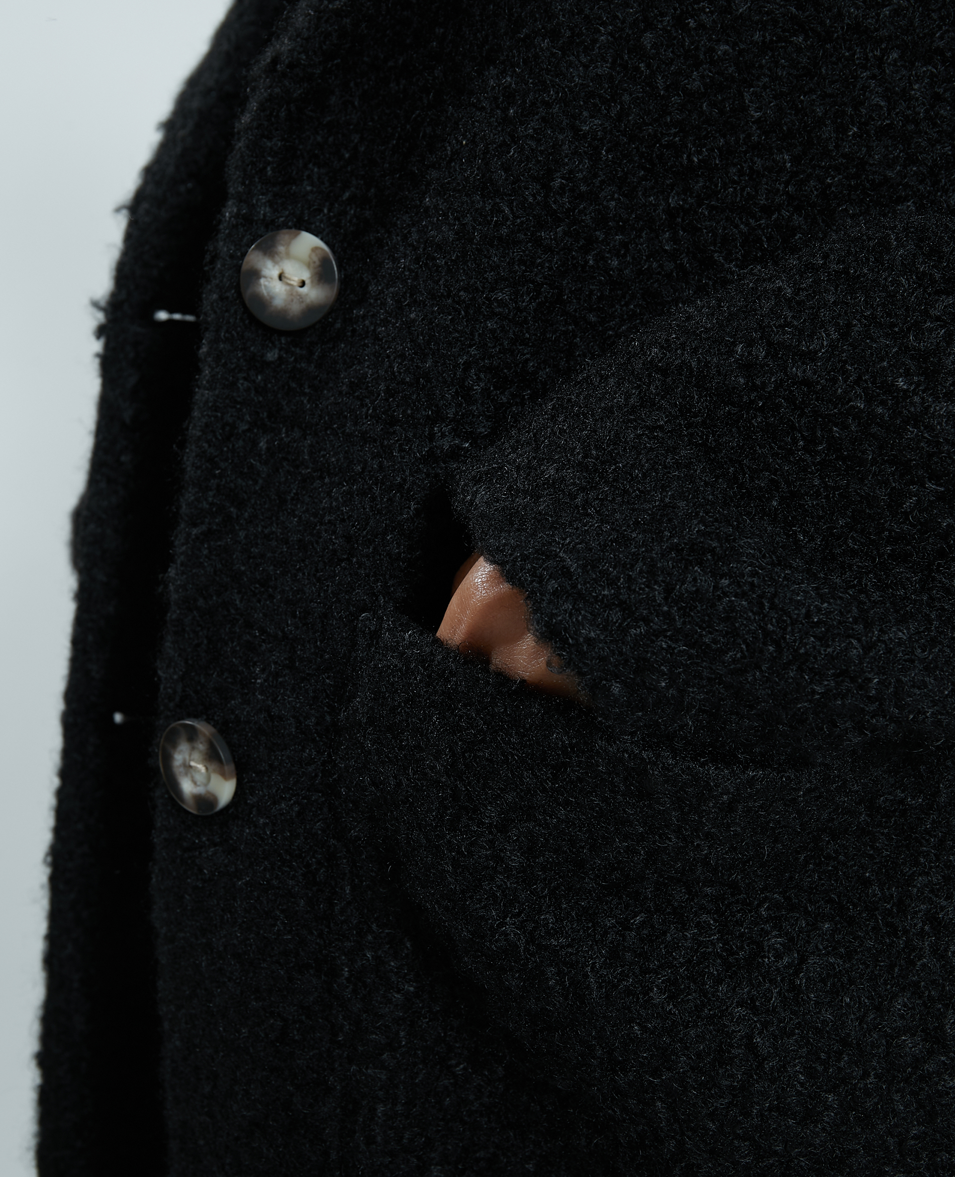 Manteau pardessus effet bouclette noir - Pimkie