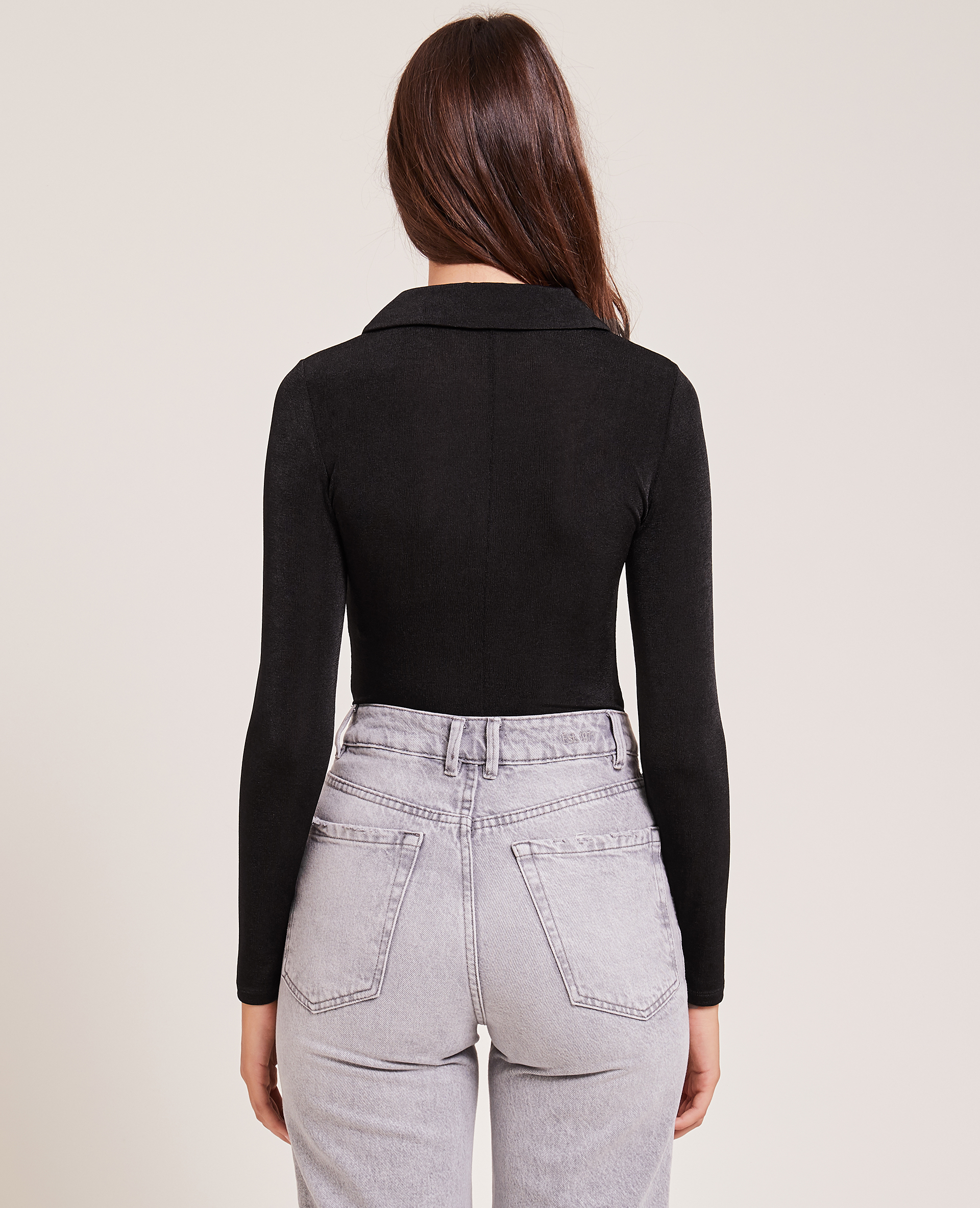 Body manches longues avec col noir - Pimkie