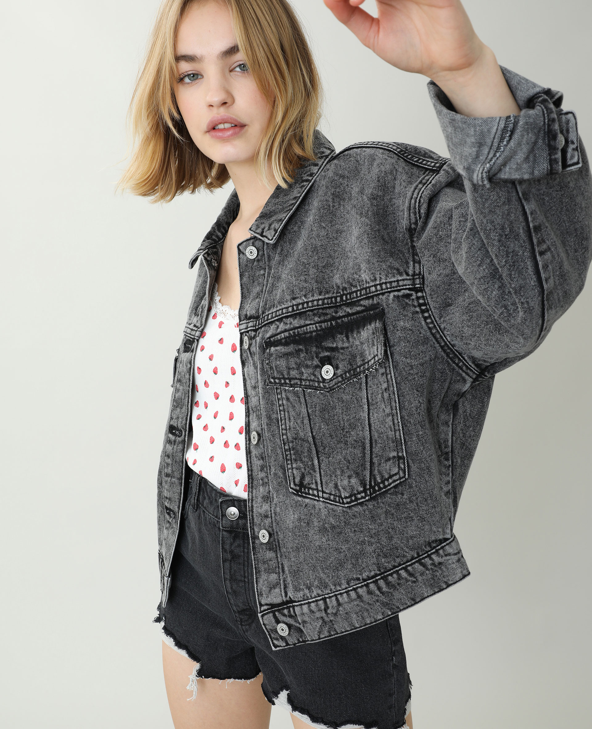Veste en jean oversize noir hotsell femme