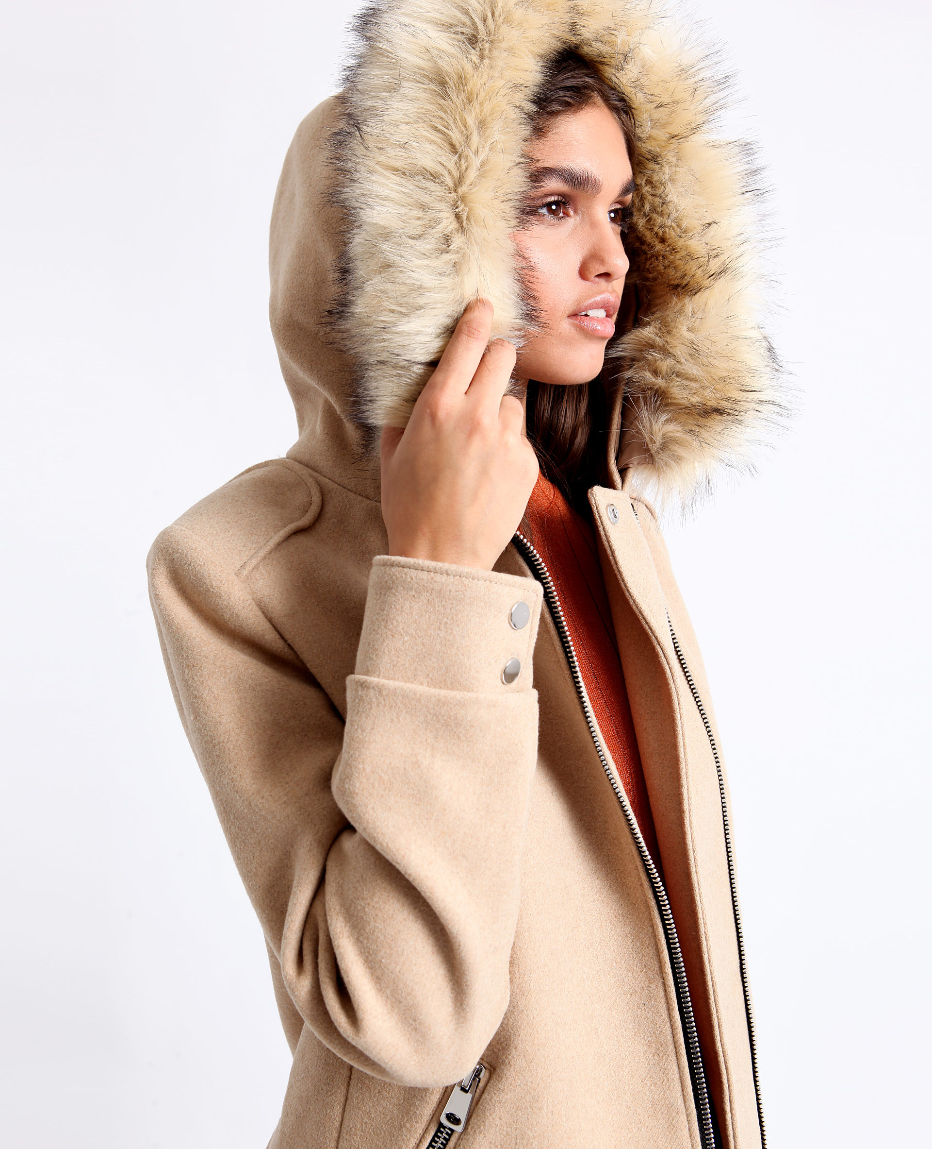 Manteau mi long capuche Pimkie