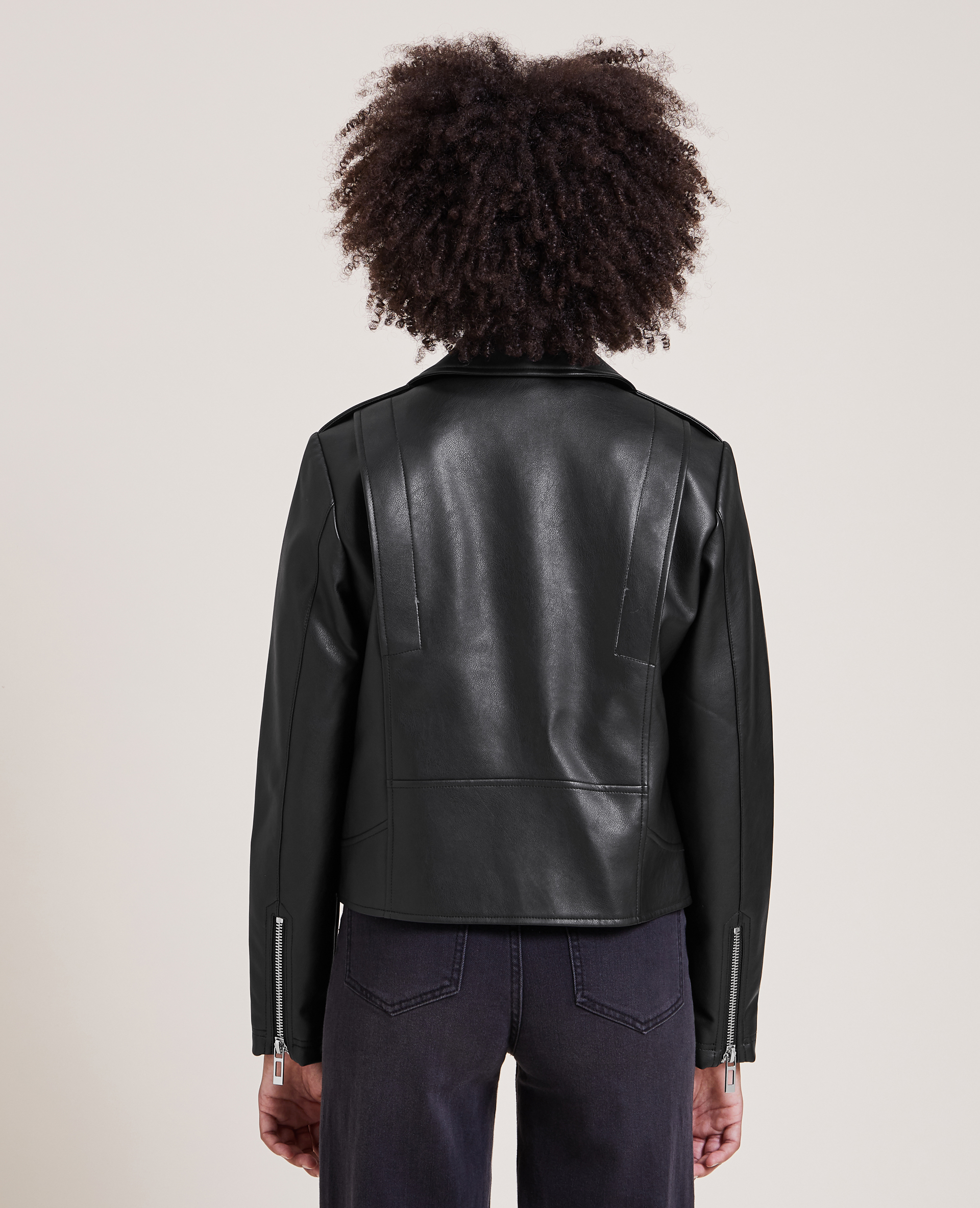 Blouson biker en simili cuir noir - Pimkie