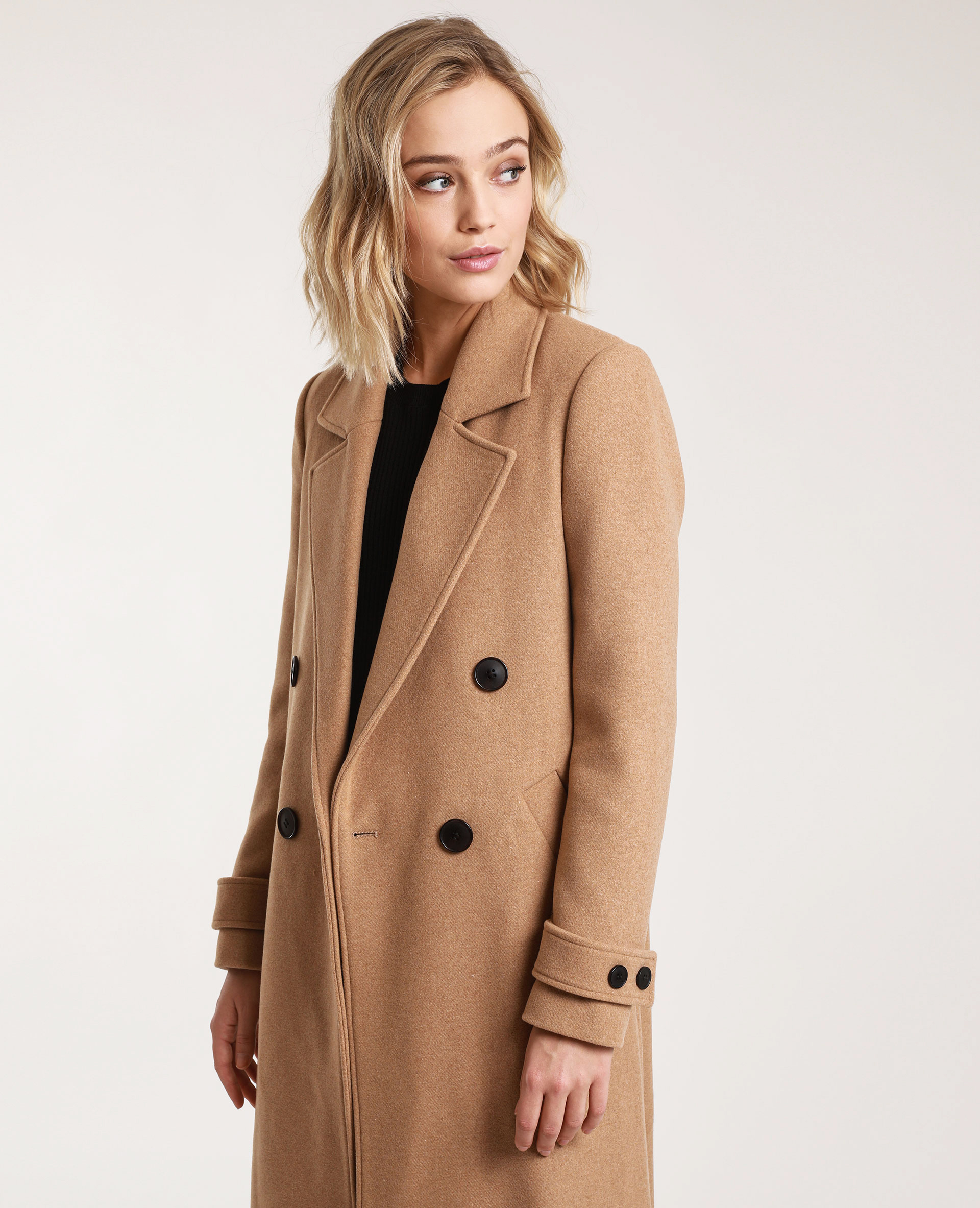 Manteau long avec laine camel - Pimkie