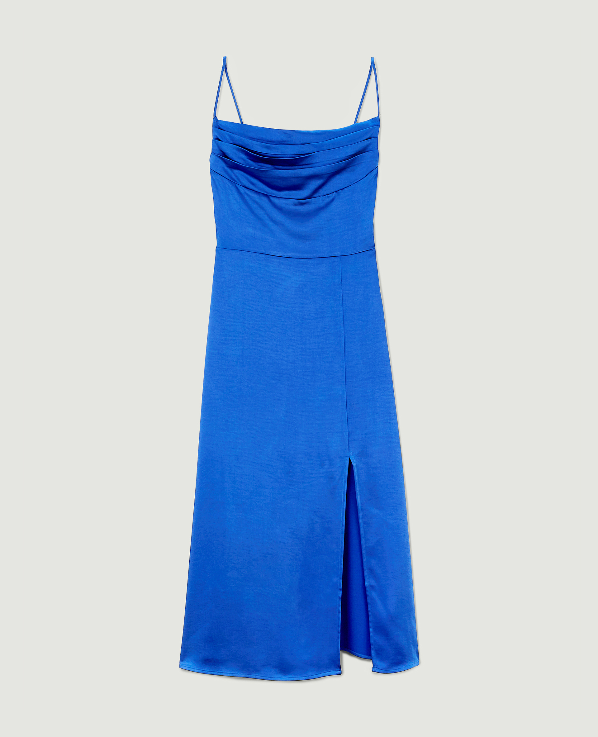Robe longue tissu satiné encolure bénitier  bleu électrique - Pimkie