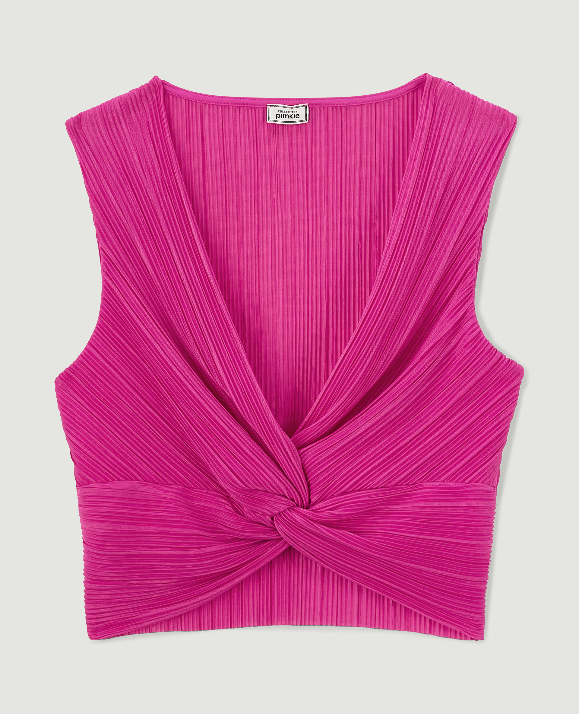 Top court en tissu plissé rose fuchsia - Pimkie