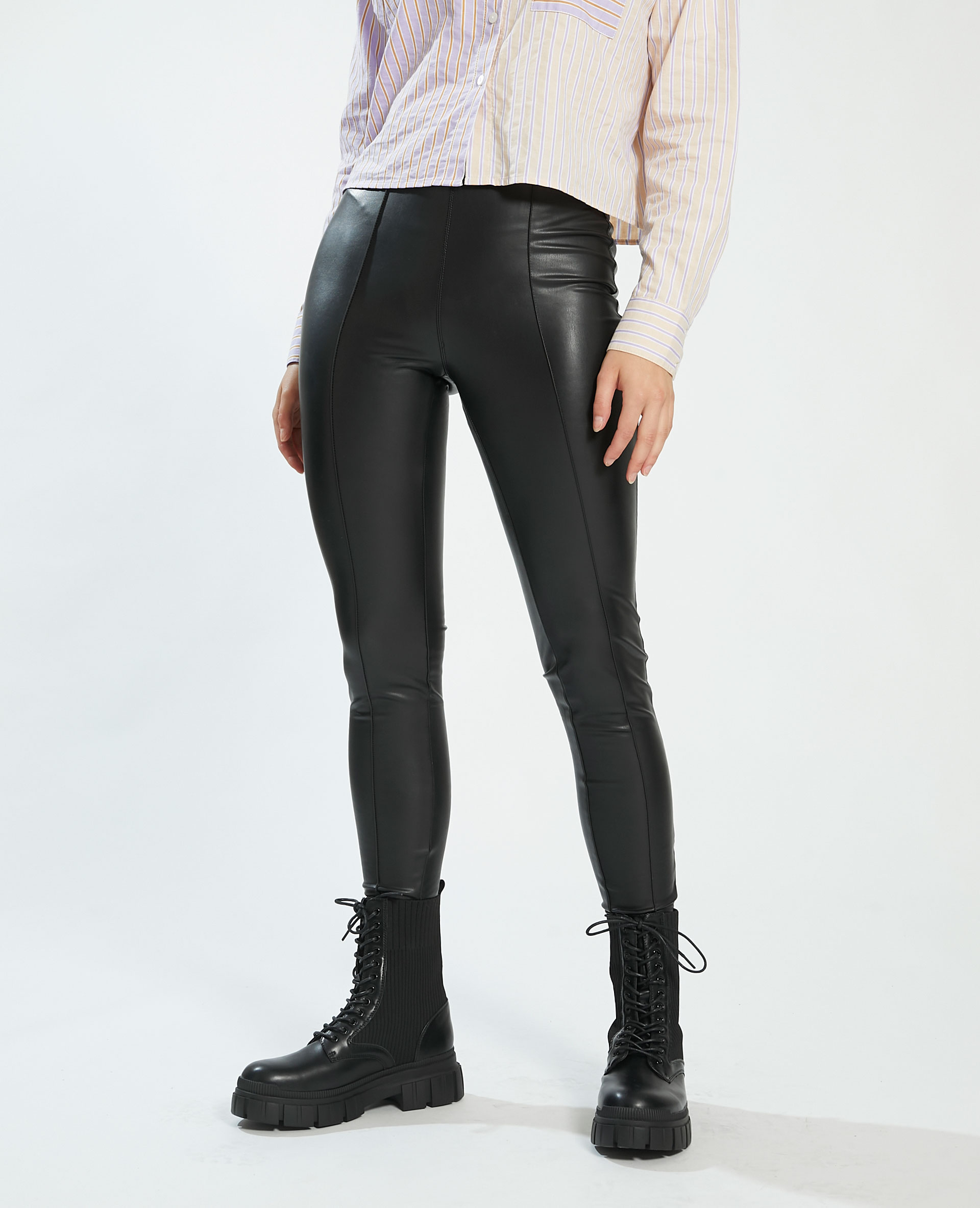 Pantalon Legging simili cuir noir - Vêtement Femme 