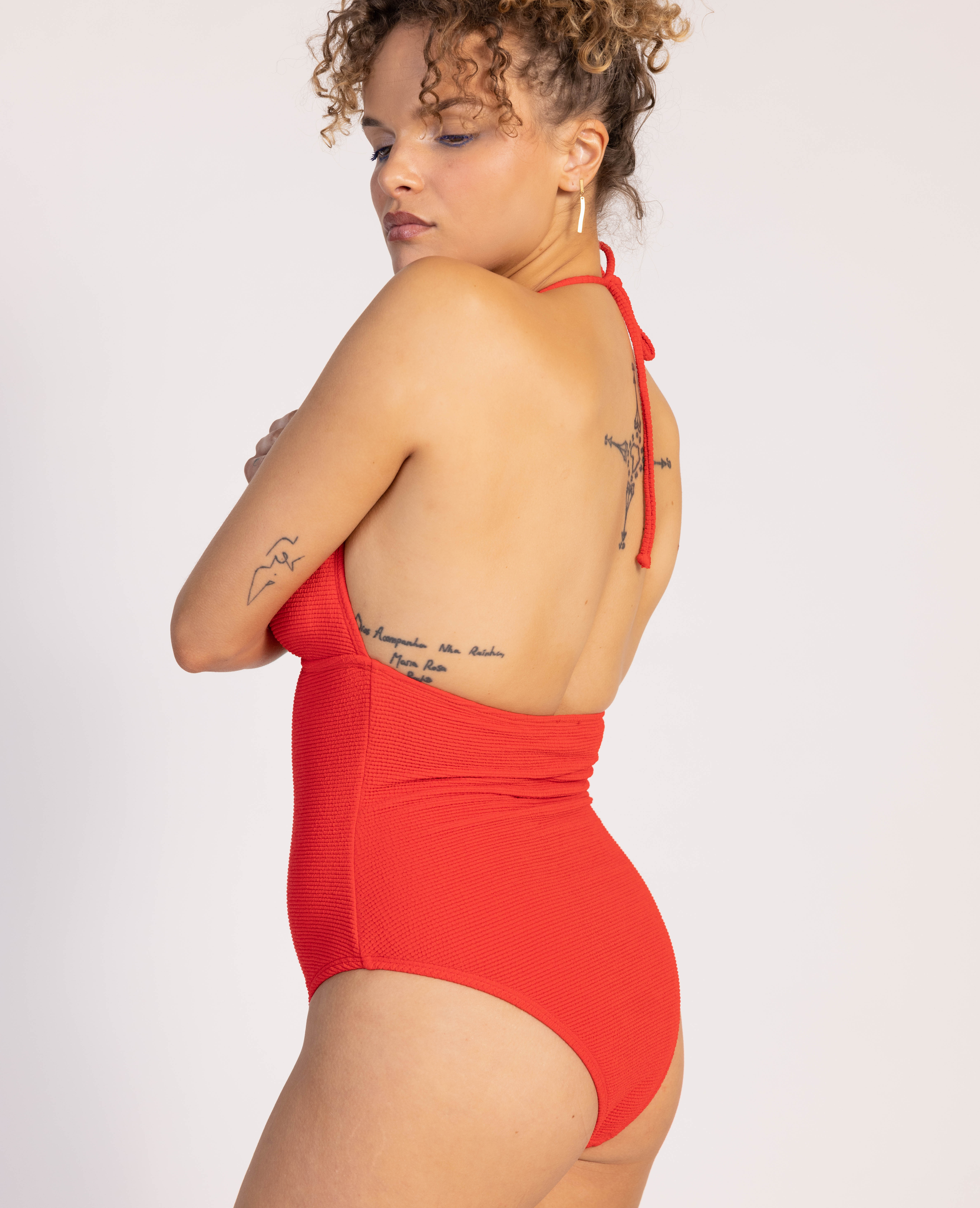Maillot de bain 1 pièce triangle rouge - Pimkie