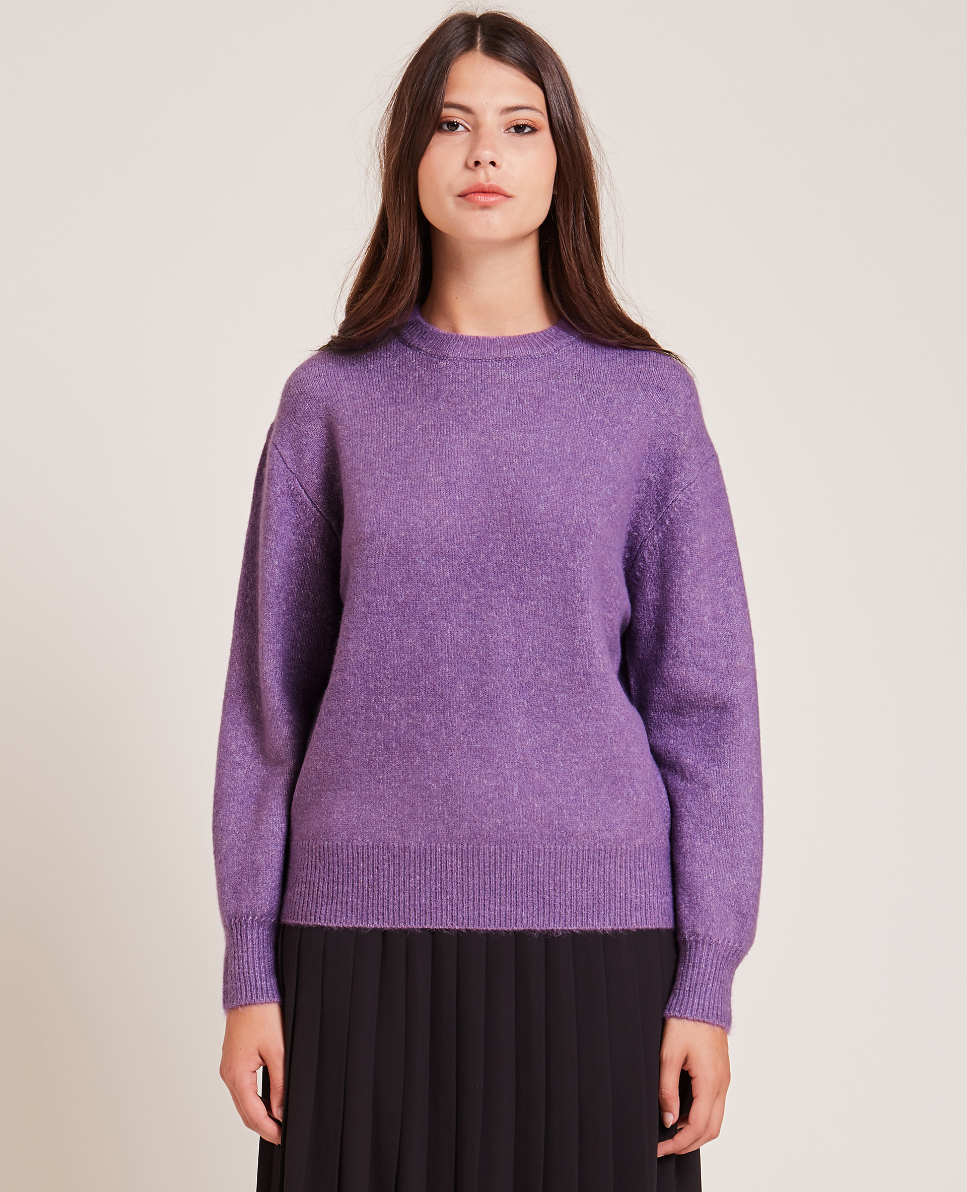 Pull maille col rond violet - Pimkie