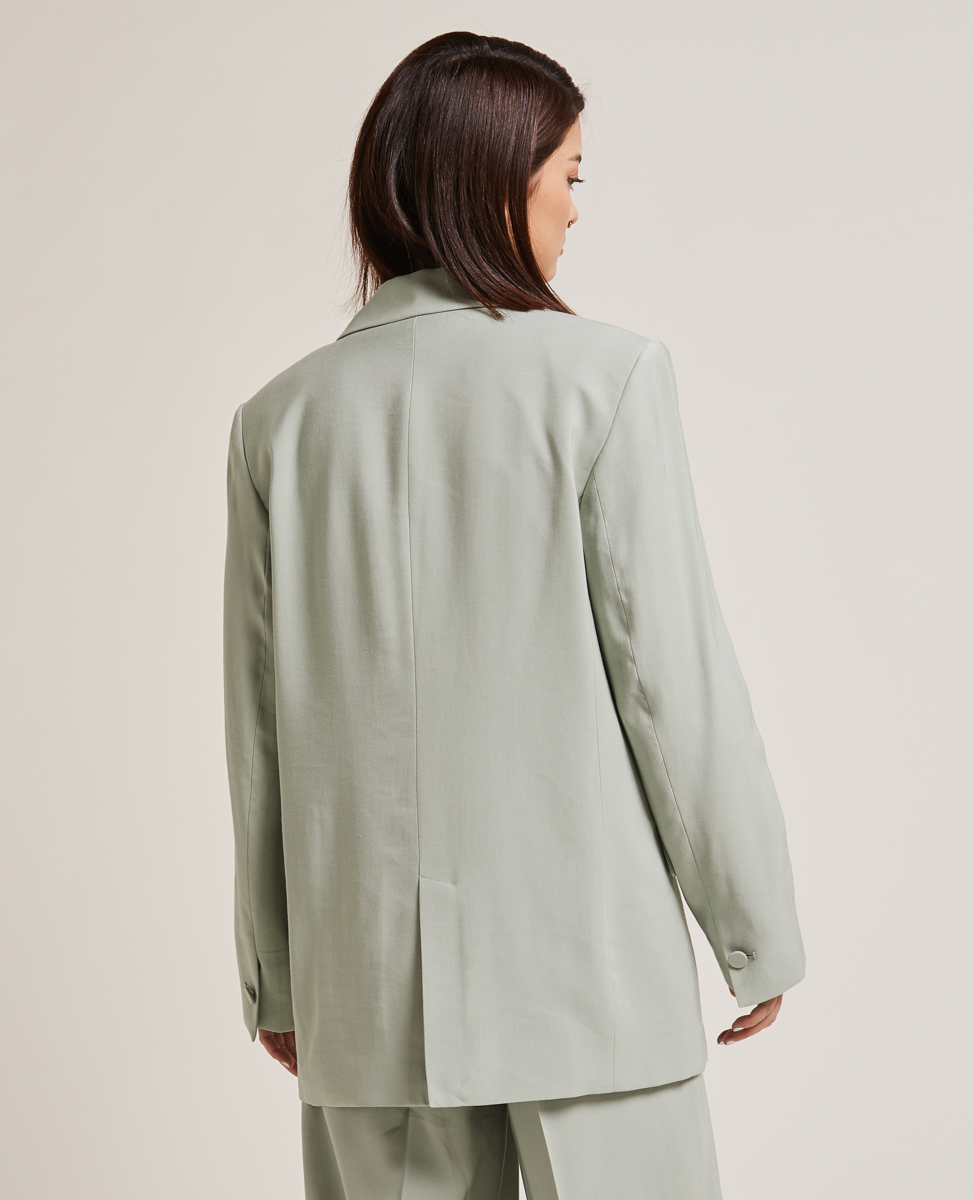 Veste blazer oversize en toile fluide vert - Pimkie