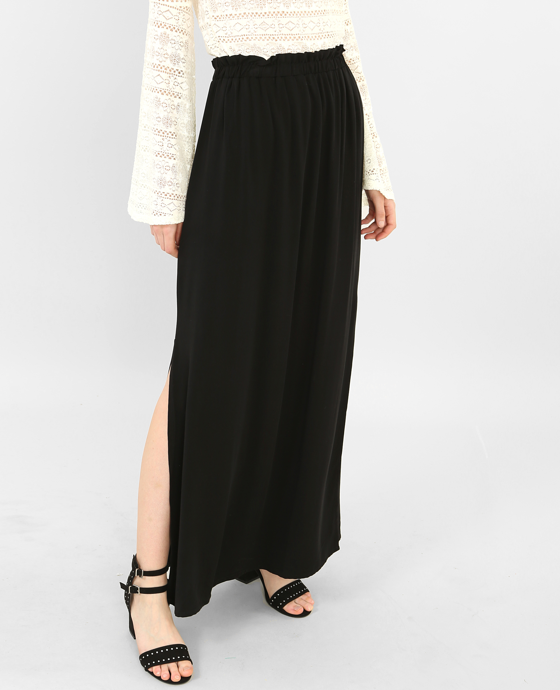 Jupe longue noire fluide clearance