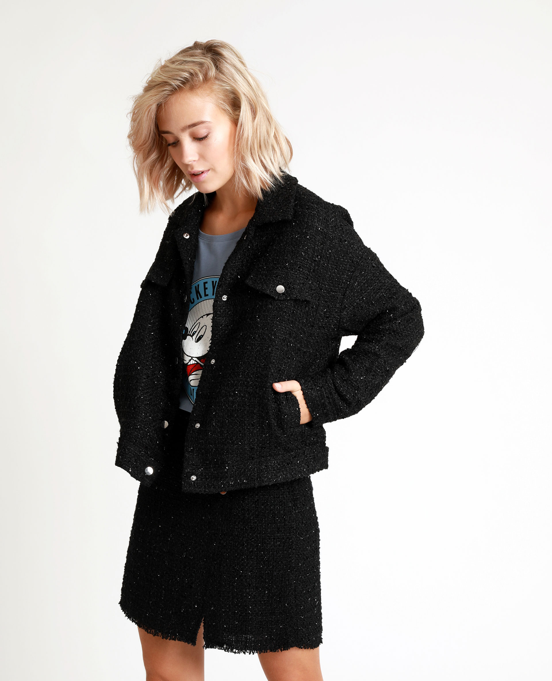 Veste en tweed noir online
