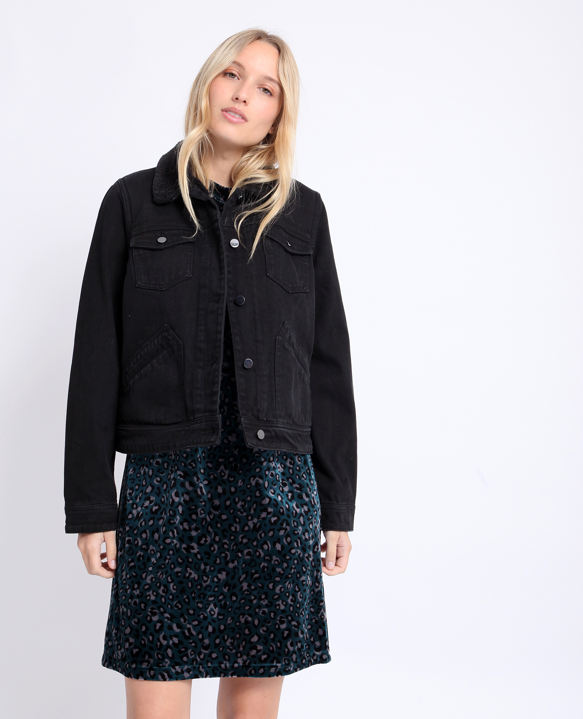 Veste en jean fourree sales