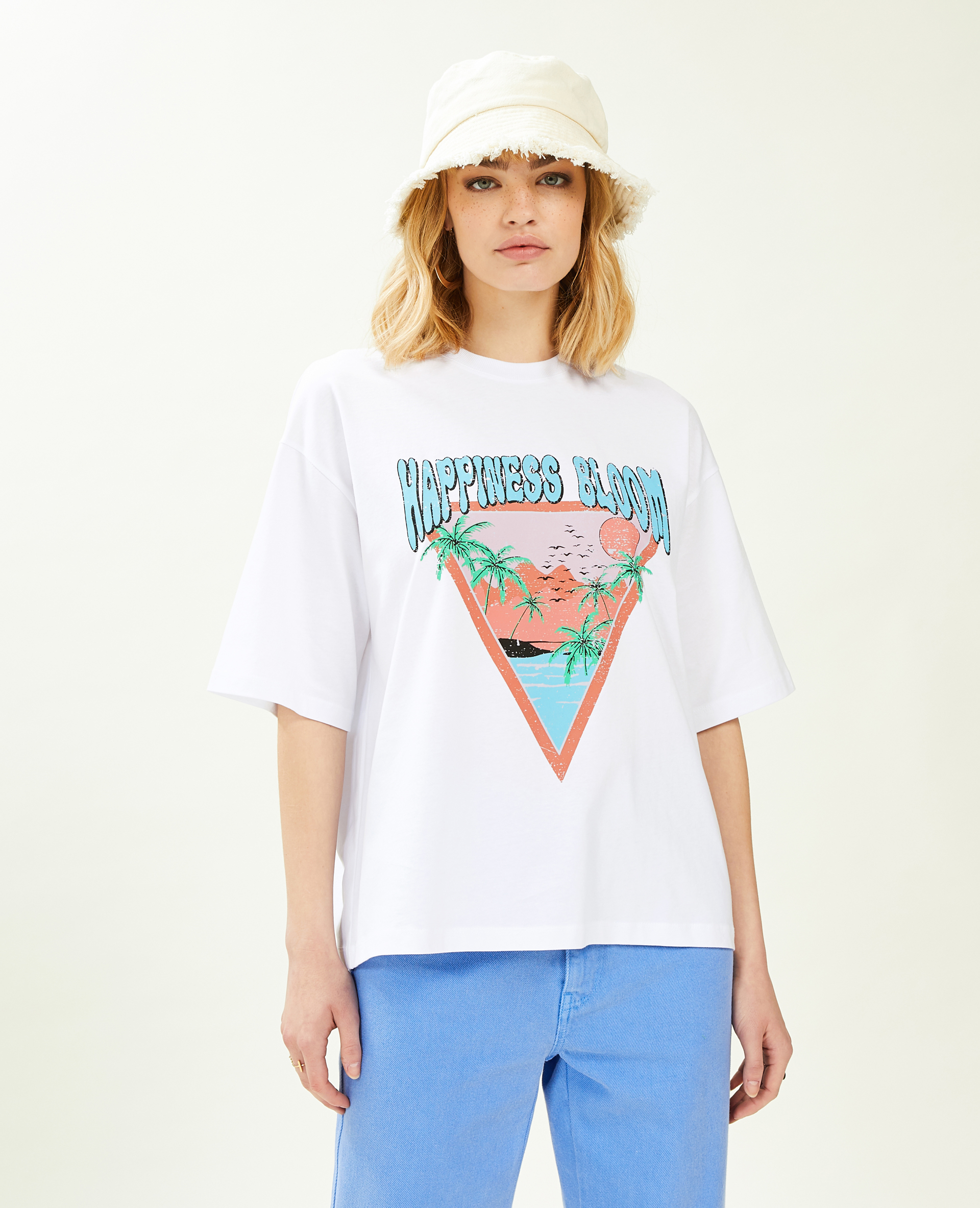 T-shirt oversize avec imprimé blanc - Pimkie