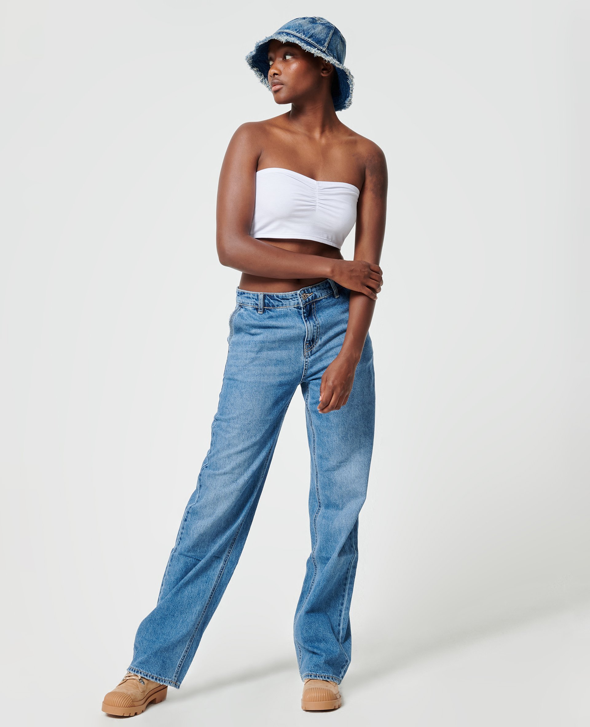 Baggy/pantalon femme, bas évasé et taille basse, 100% coton vert kaki,  Molecule