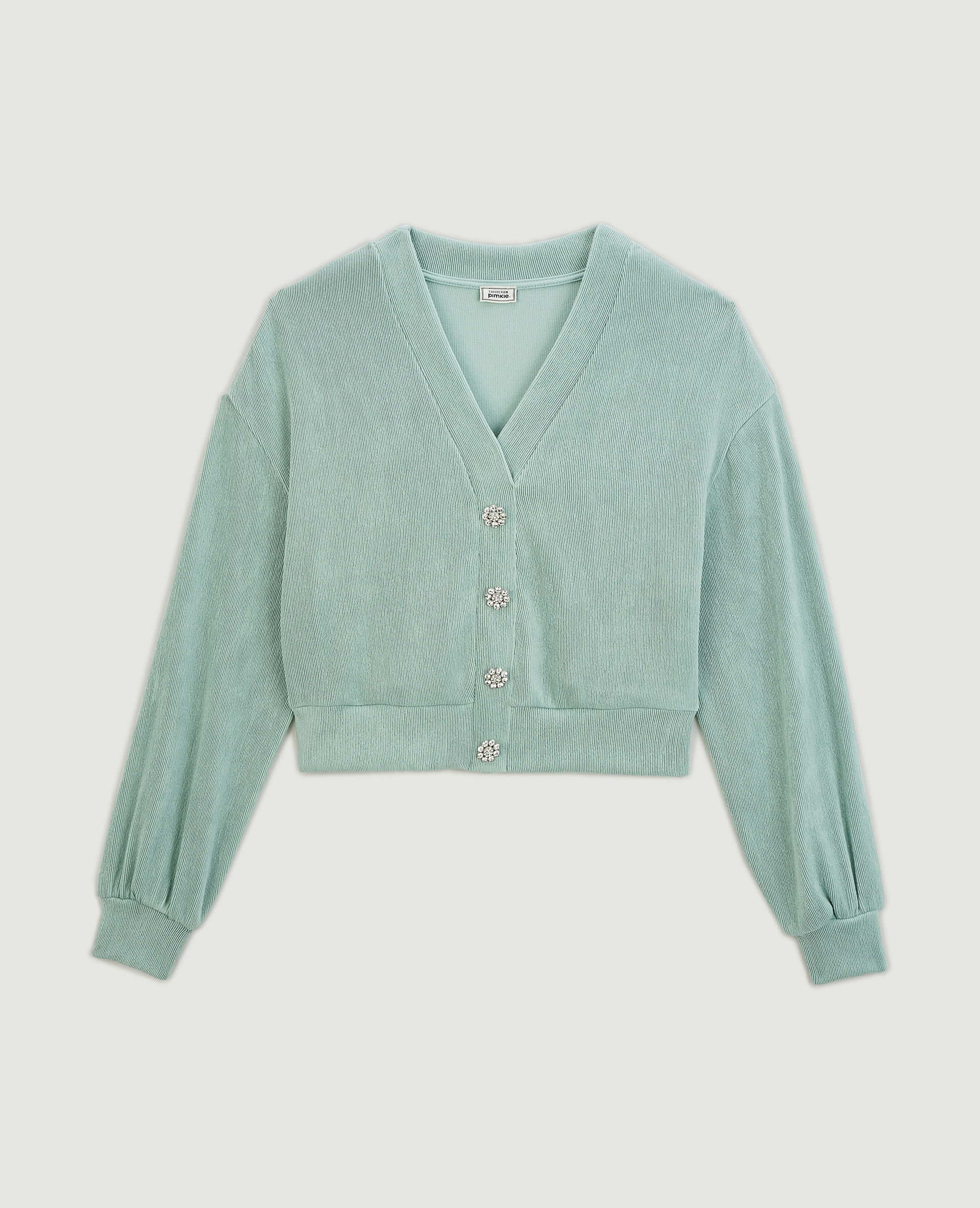 Pull effet gilet en maille côtelée vert - Pimkie