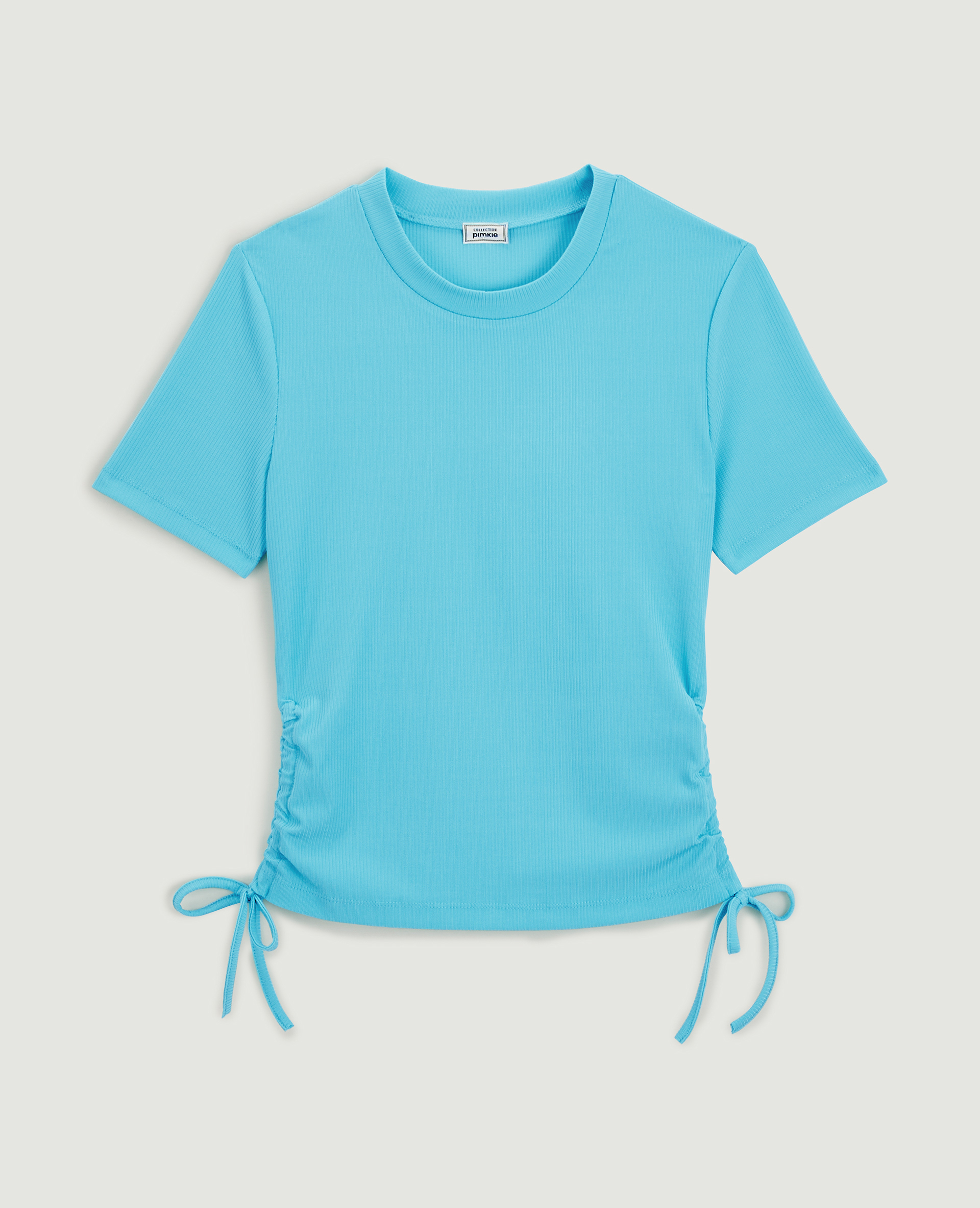 Top maille côtelée avec nœud bleu - Pimkie