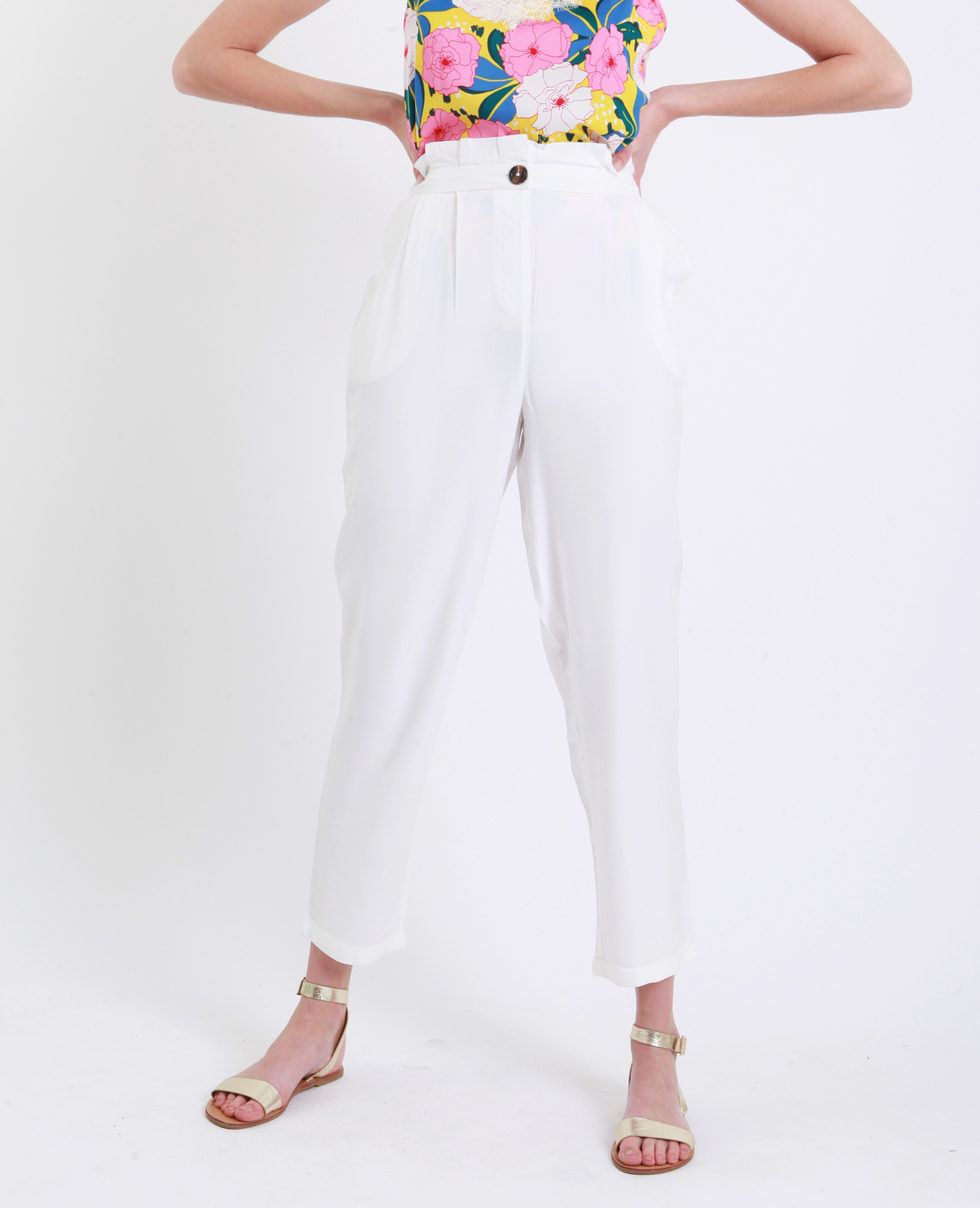 Pantalon carotte blanc shop