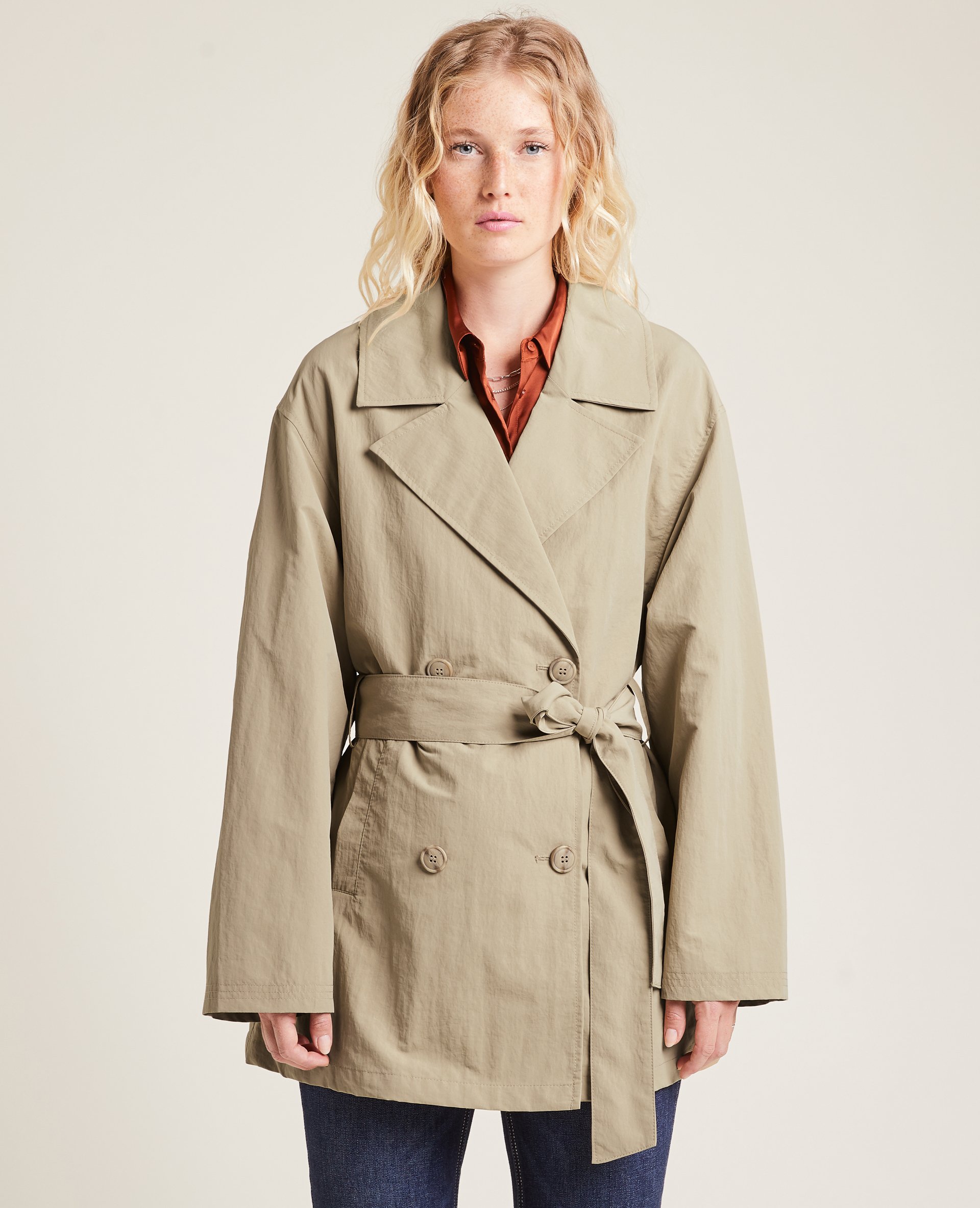 Trench court beige chiné - Pimkie