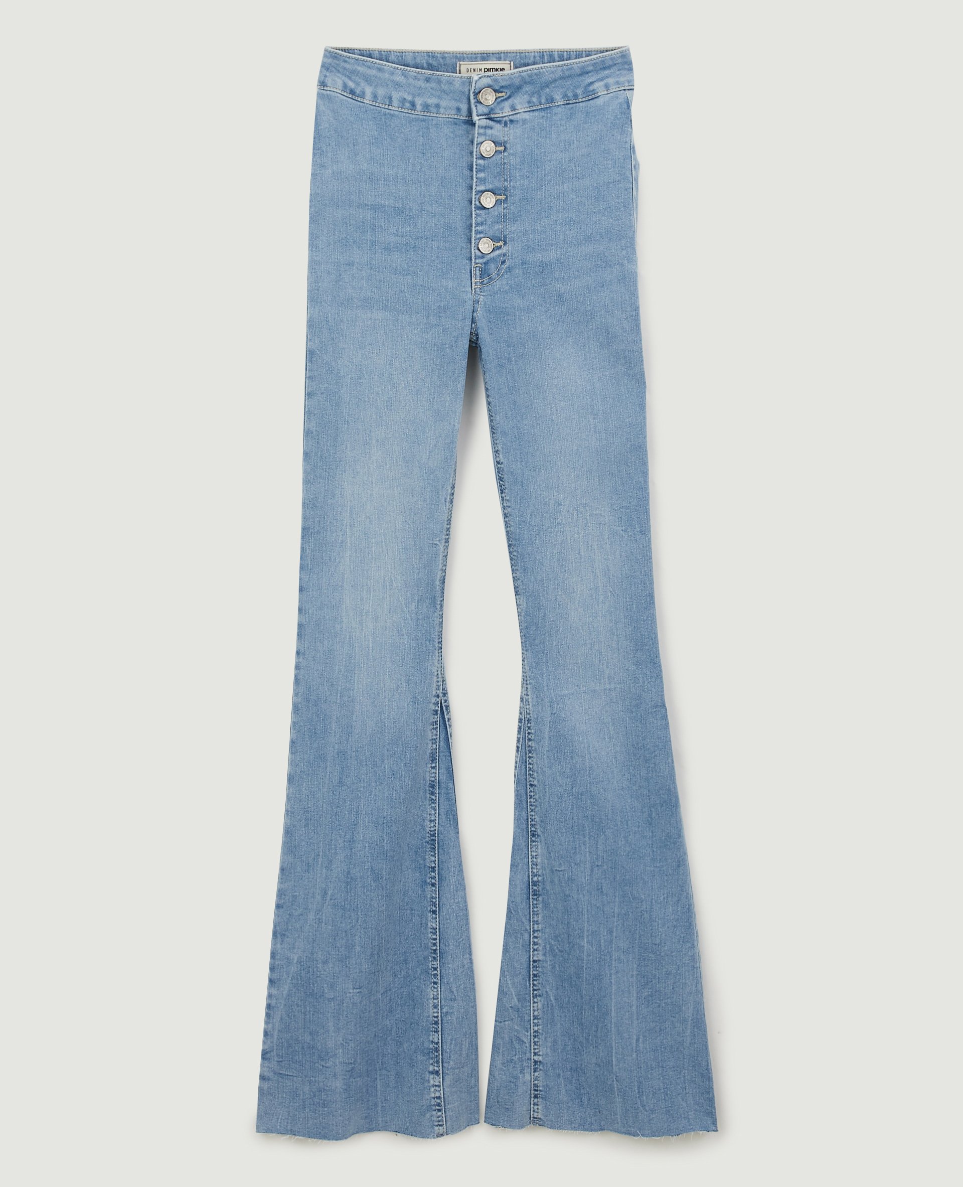 Jean flare taille haute bleu délavé - Pimkie