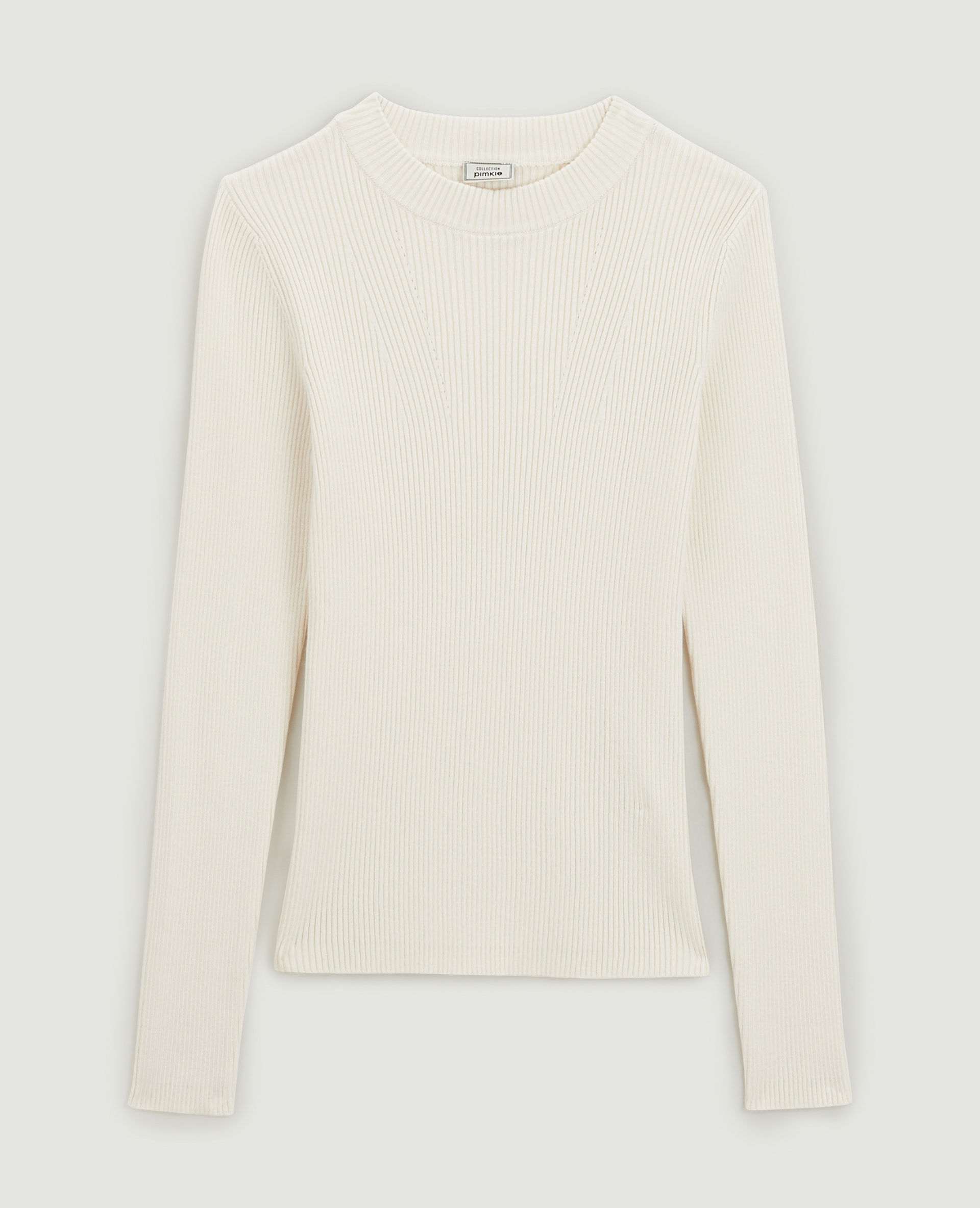 Pull col rond maille côtelée blanc - Pimkie