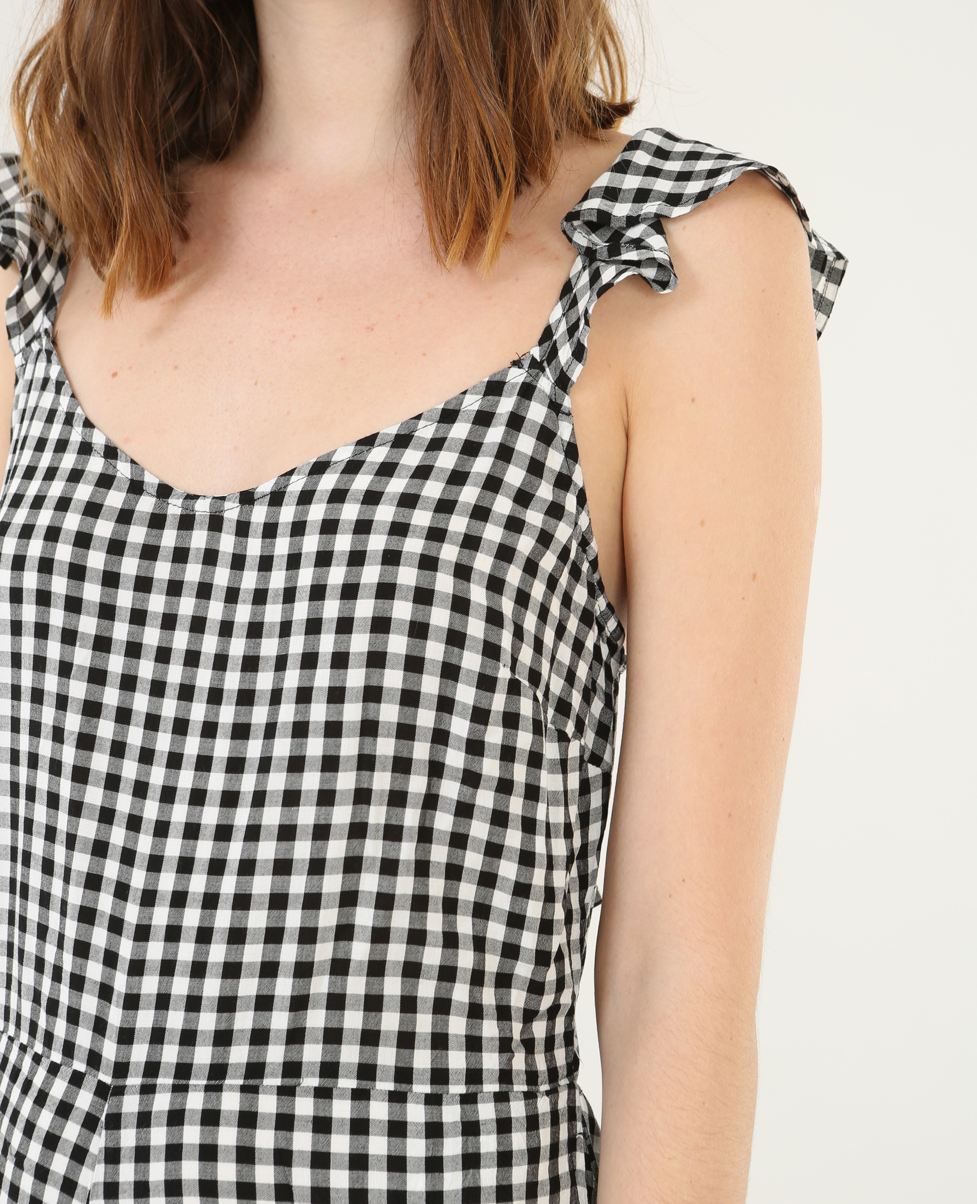 Combi-short vichy à volants noir - Pimkie