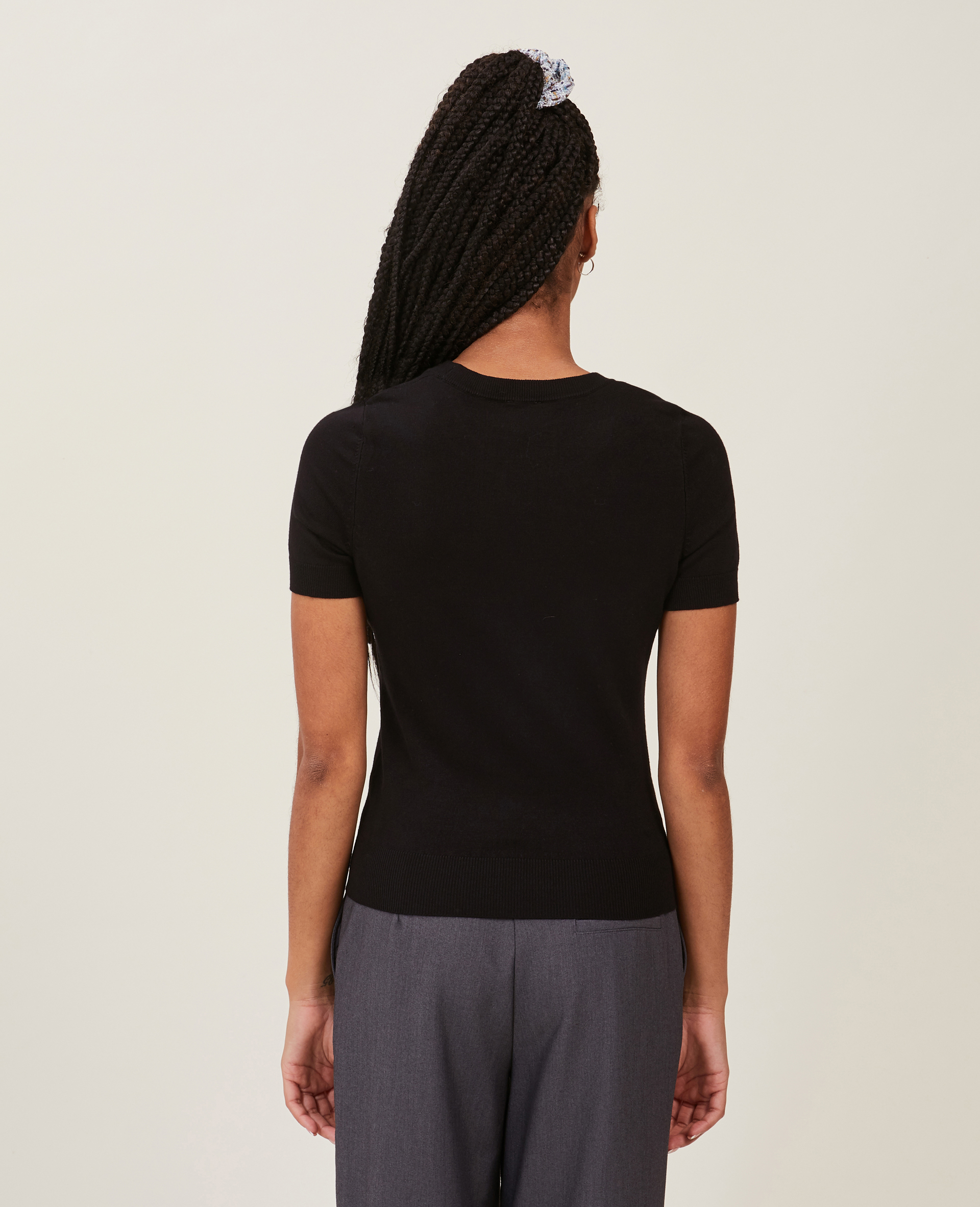 Pull manches courtes en maille fine noir - Pimkie