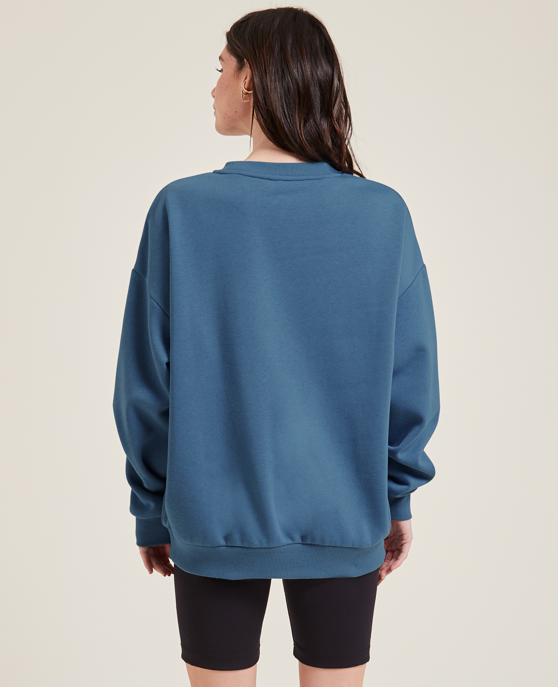 Sweat col rond oversize bleu - Pimkie