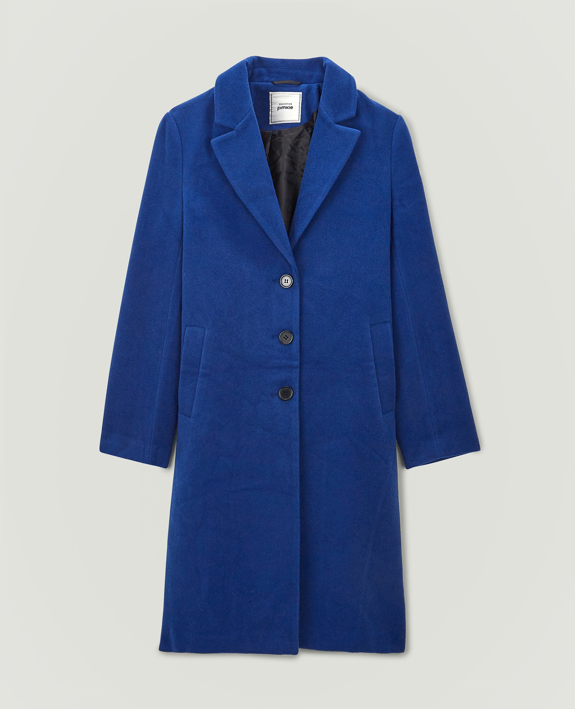 Manteau long effet drap de laine bleu - Pimkie