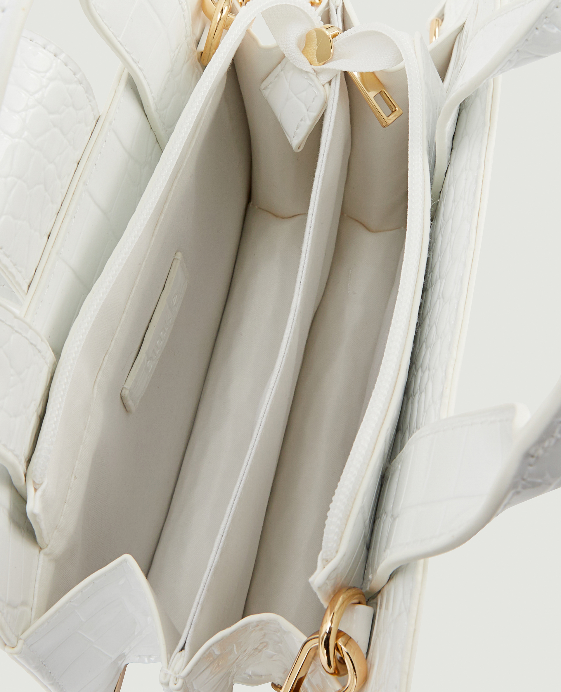 Sac boxy effet croco verni blanc - Pimkie