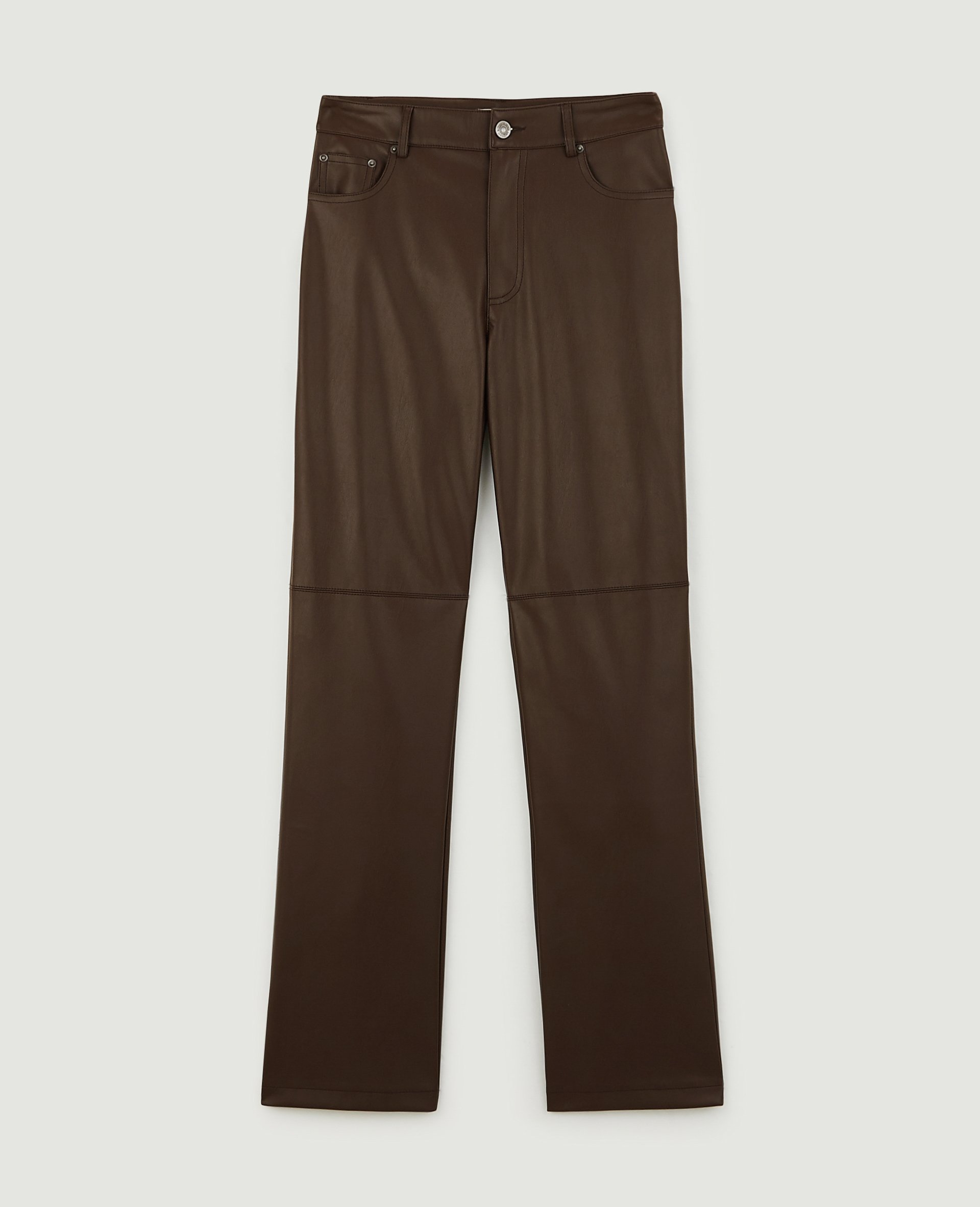 Pantalon droit simili cuir marron - Pimkie