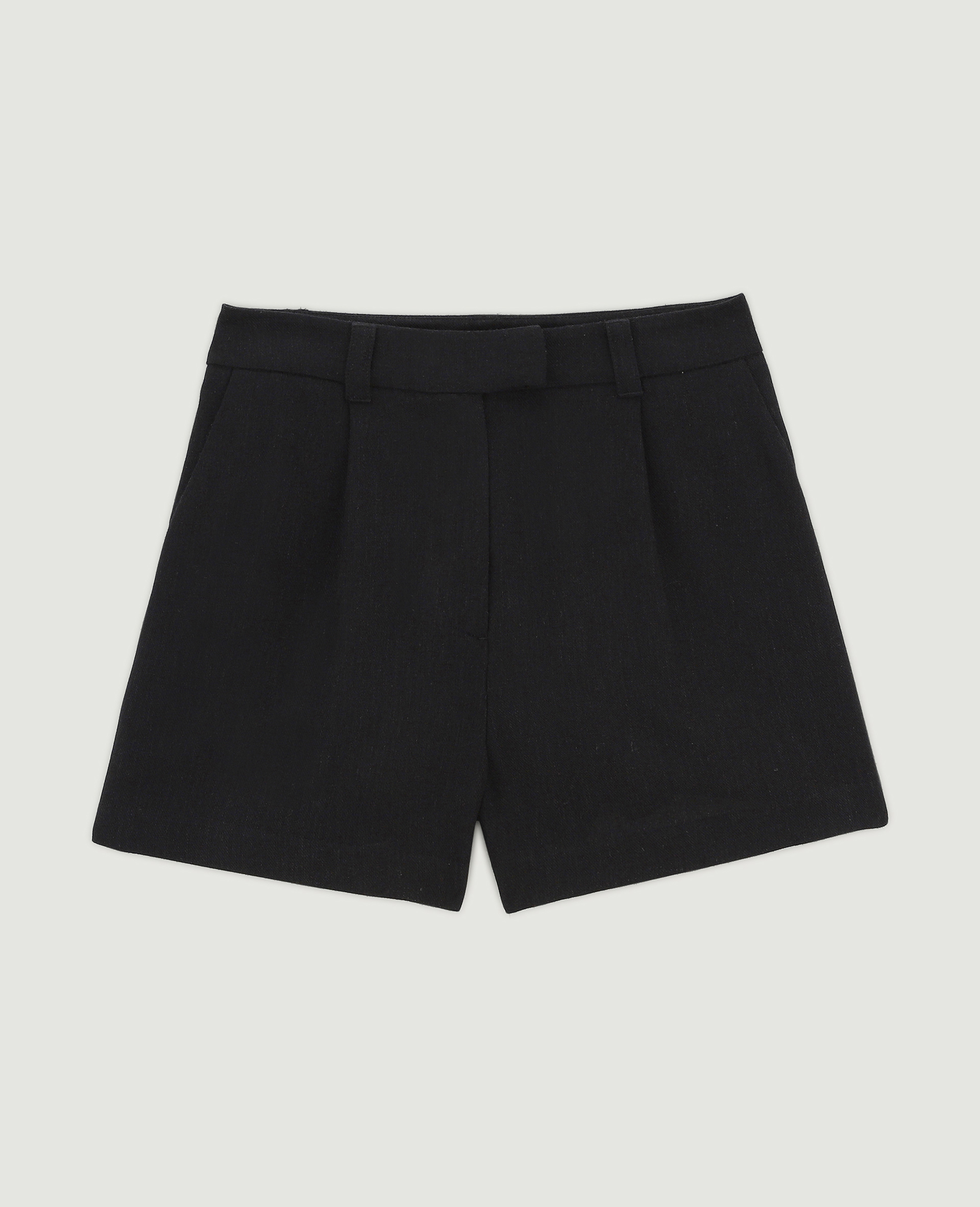 Short taille haute avec lin noir - Pimkie