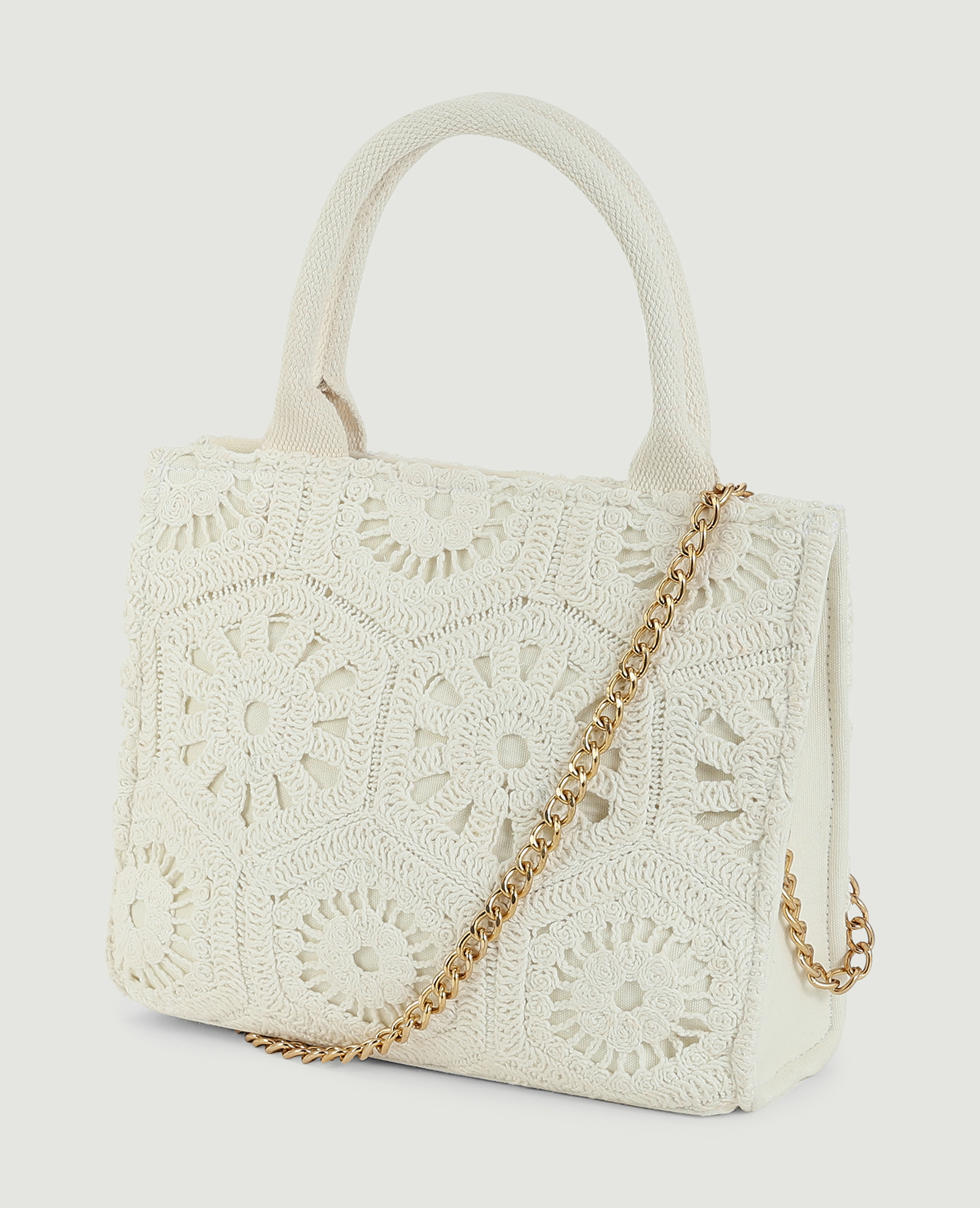 Sac carré en crochet blanc - Pimkie