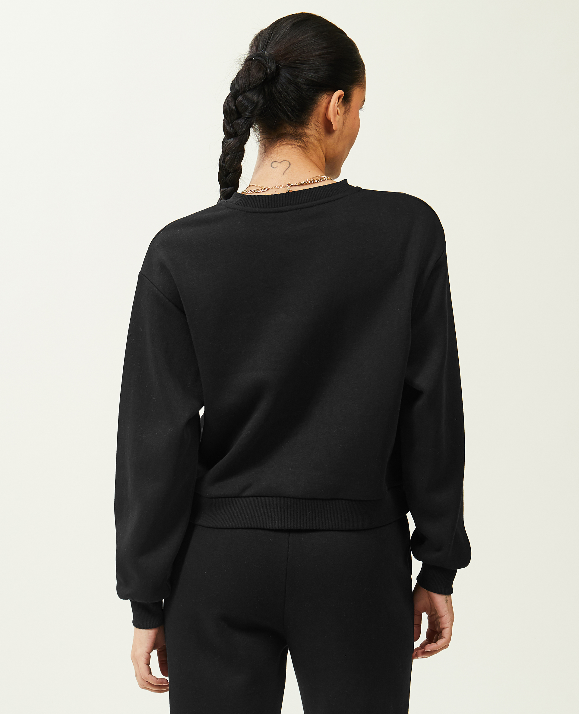Sweat court col rond noir - Pimkie