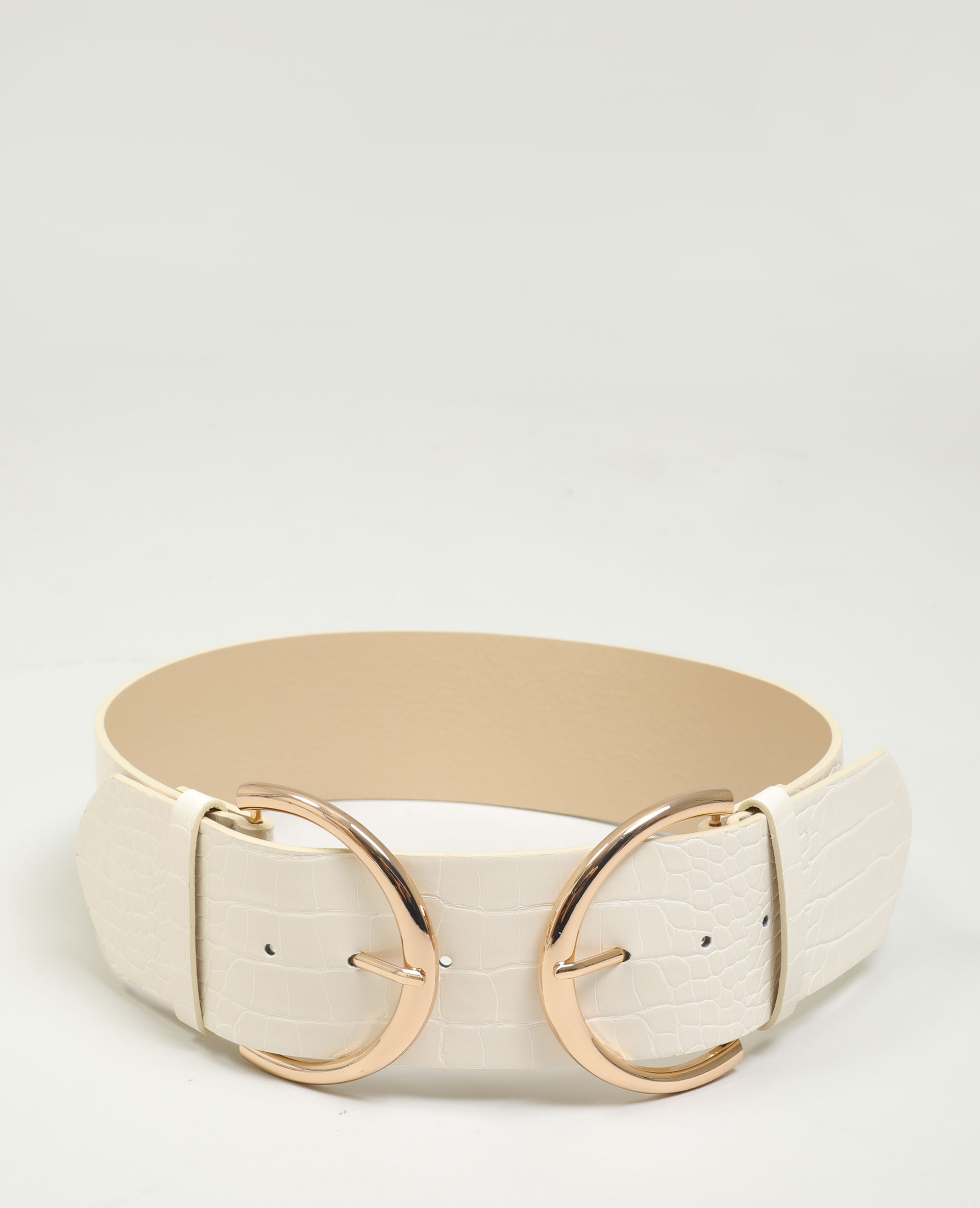 Ceinture large en simili cuir effet reptile rose clair - Pimkie