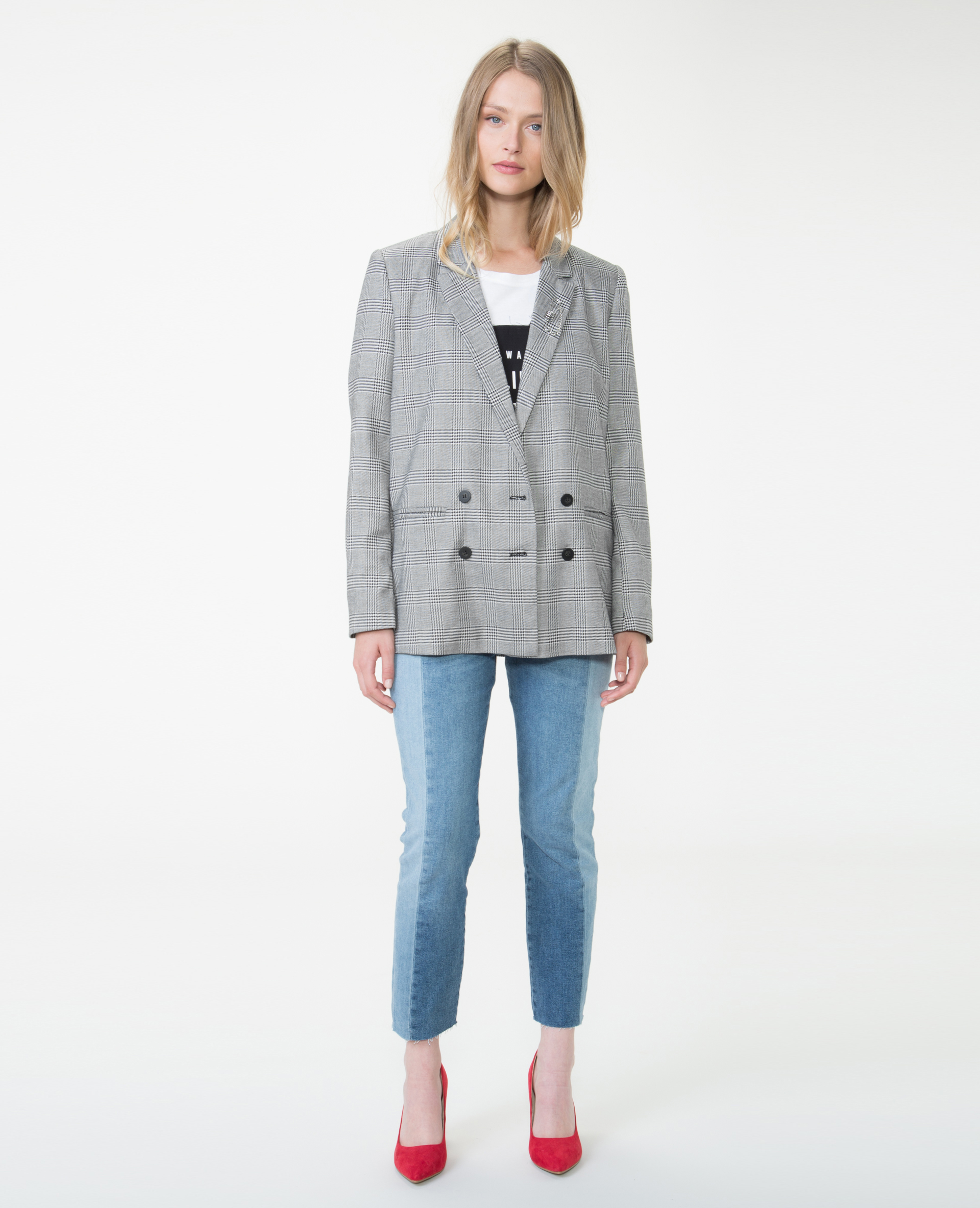 Veste blazer prince de Galles gris - Pimkie