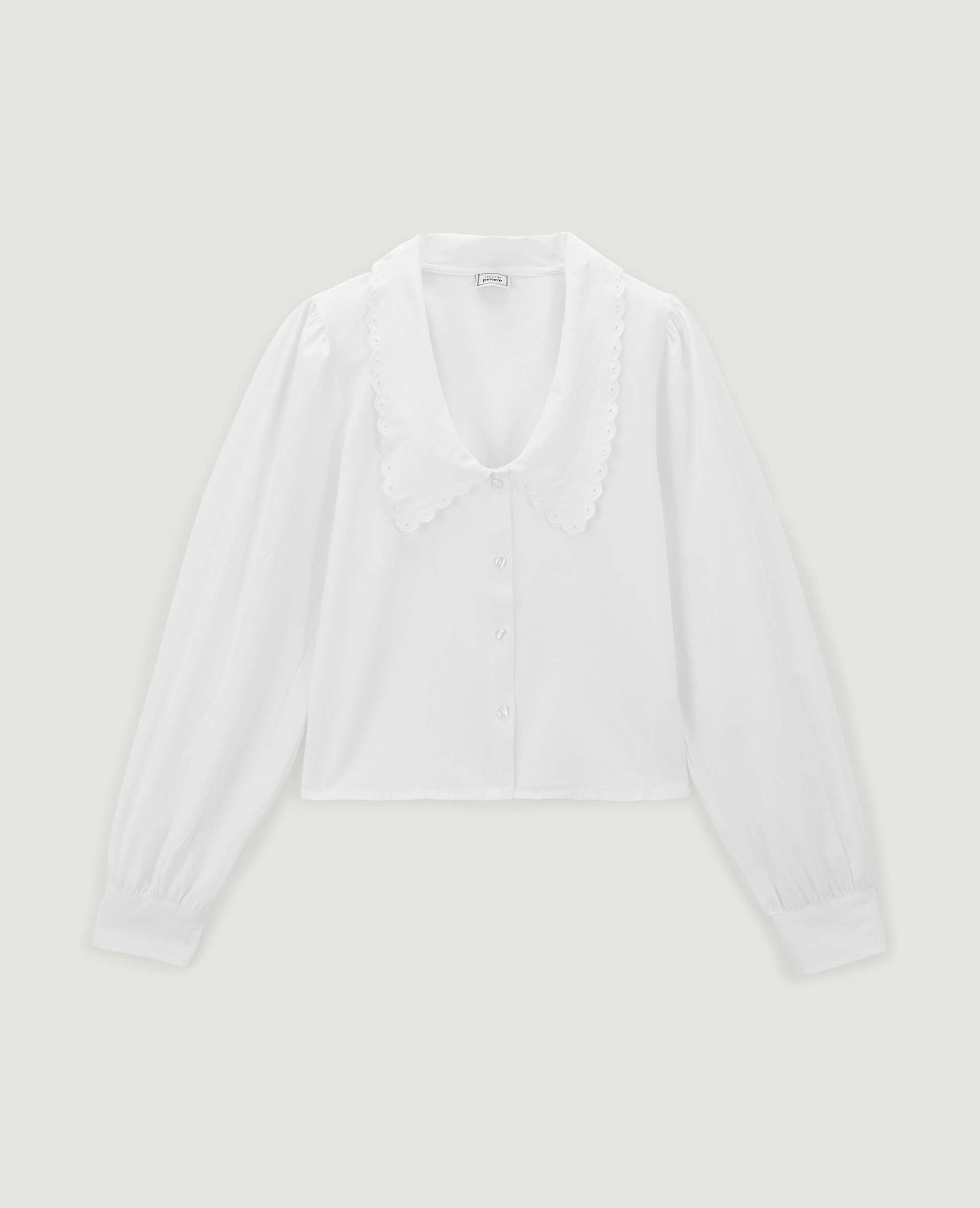 Chemise courte grand col festonné blanc - Pimkie