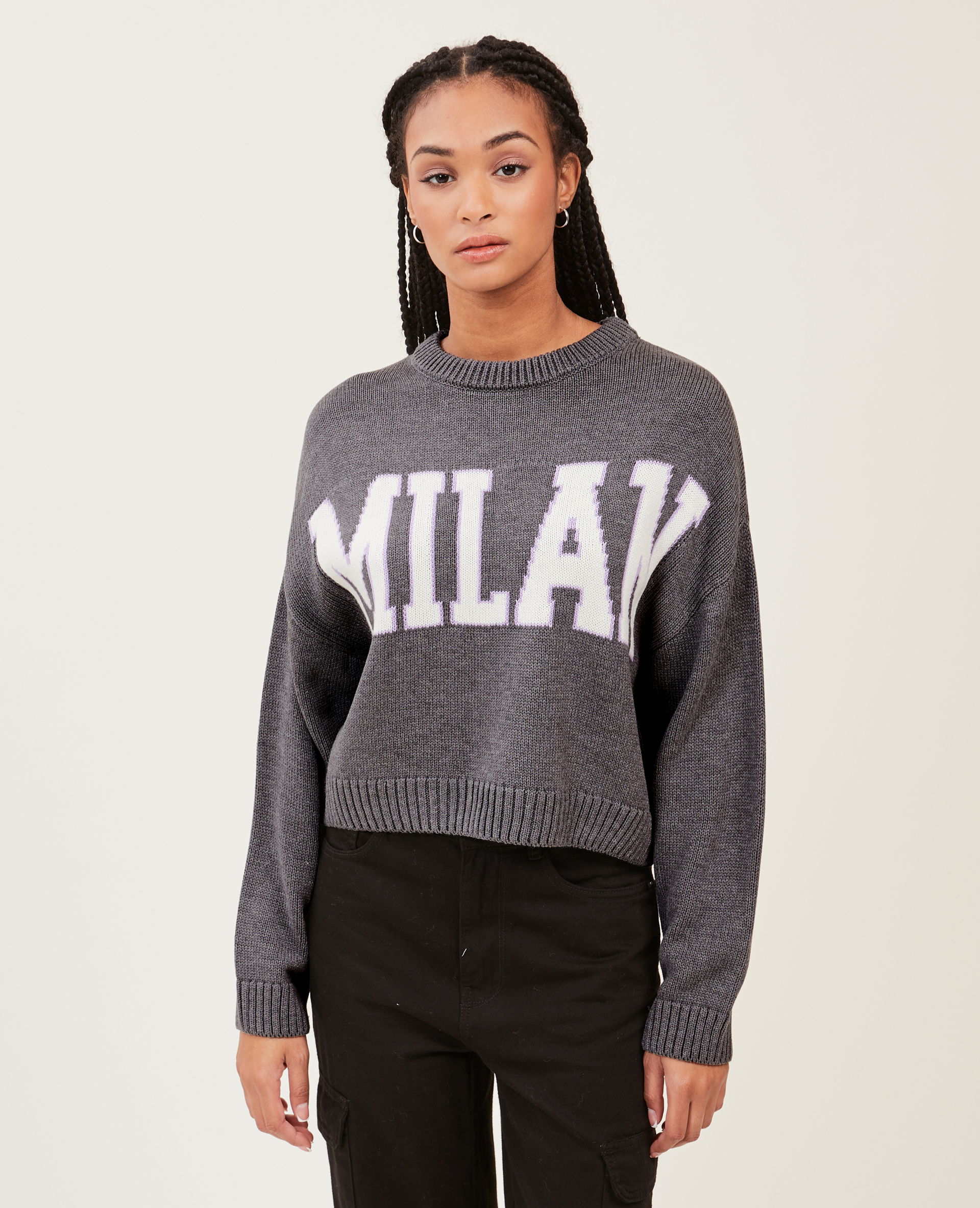Pull court en maille gris clair - Pimkie