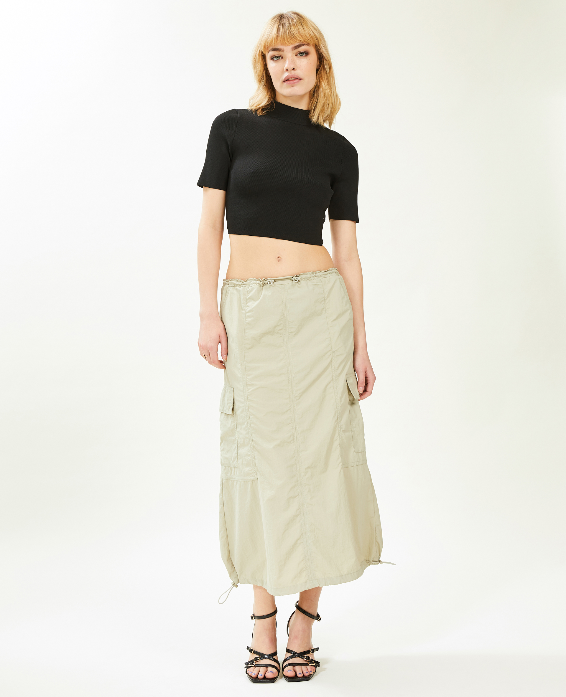 Jupe longue parachute vert de gris - Pimkie